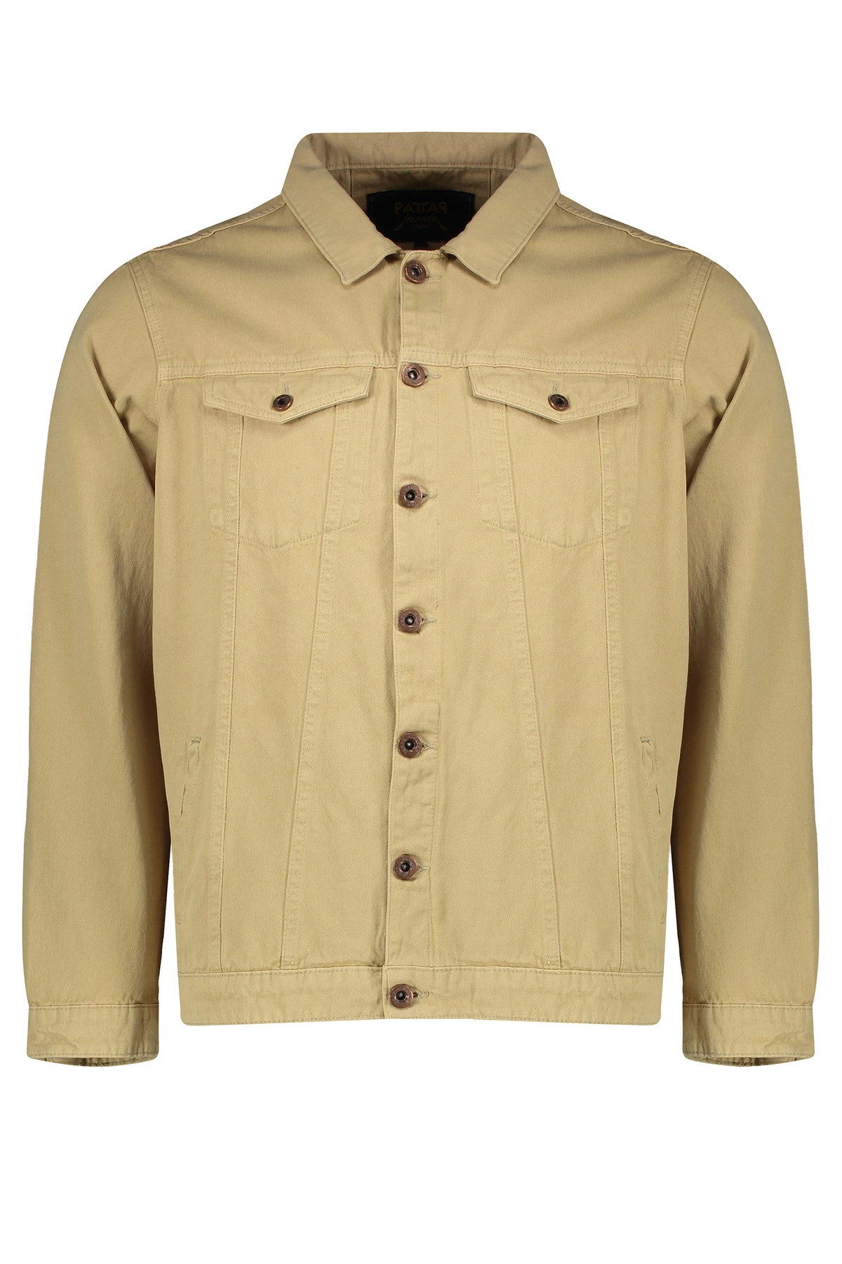 خرید کاپشن مردانه لیوایزی ، کاپشن کوتاه دکمه دار دارای دو جیب در دار روی قسمت سینه رنگ نخودی. 