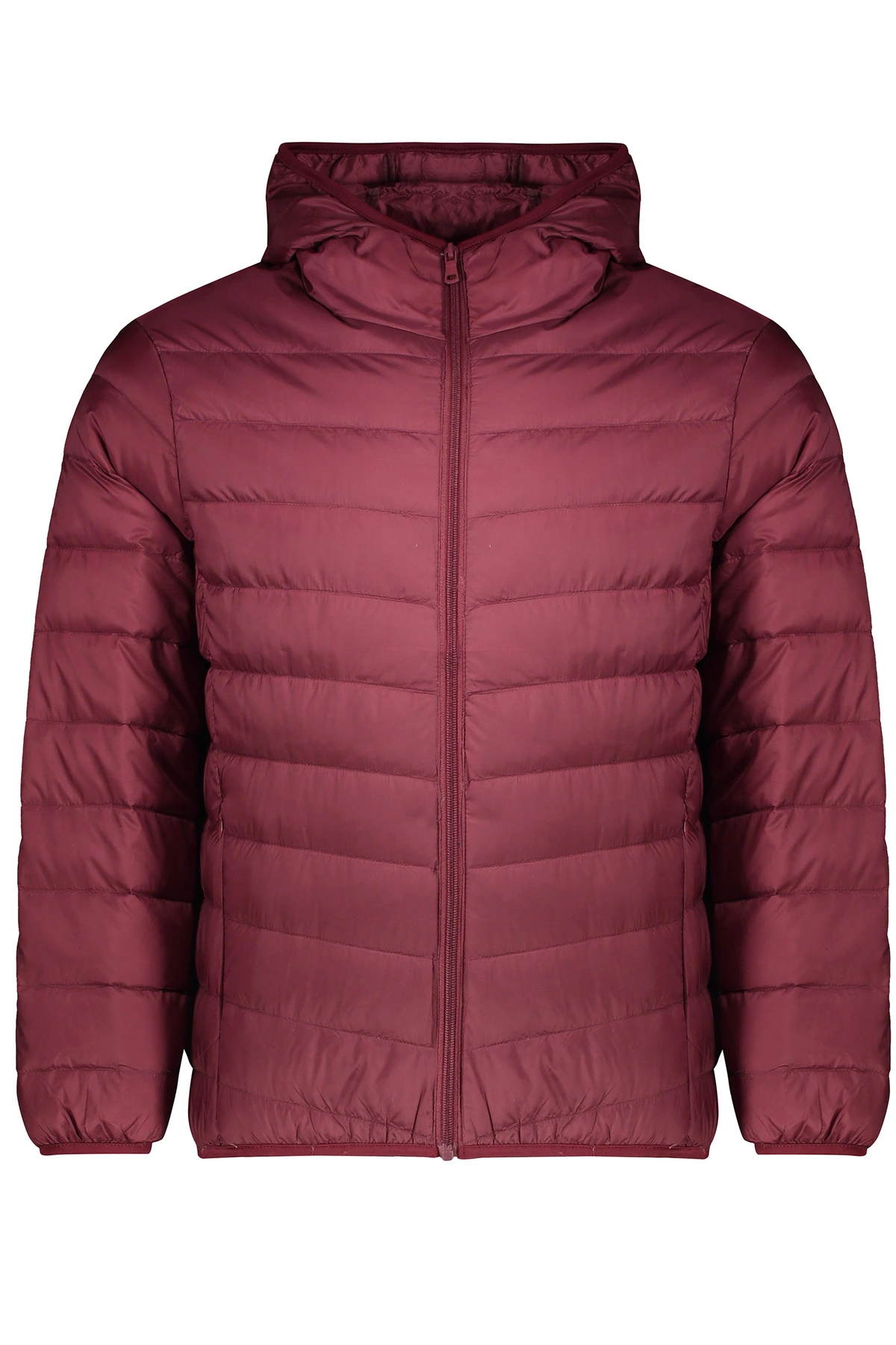 خرید کاپشن مردانه شمعی زرشکی پفی ، با ضخامت کم کاپشن ضد آب و بادگیر از برند پاتن جامه. 