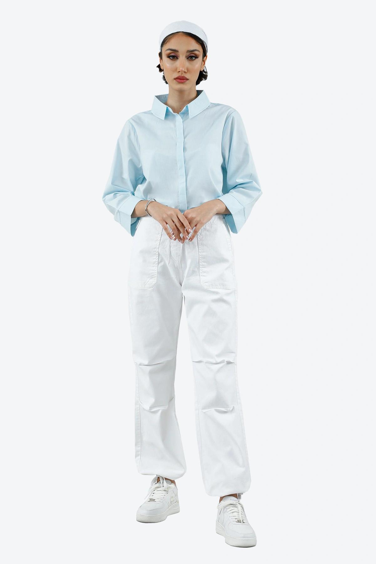 شومیز پیراهن زنانه بزند پاتن جامه. پیراهن زنانه رنگ آبی روشن خرید آنلاین و ارسال رایگان لباس زنانه