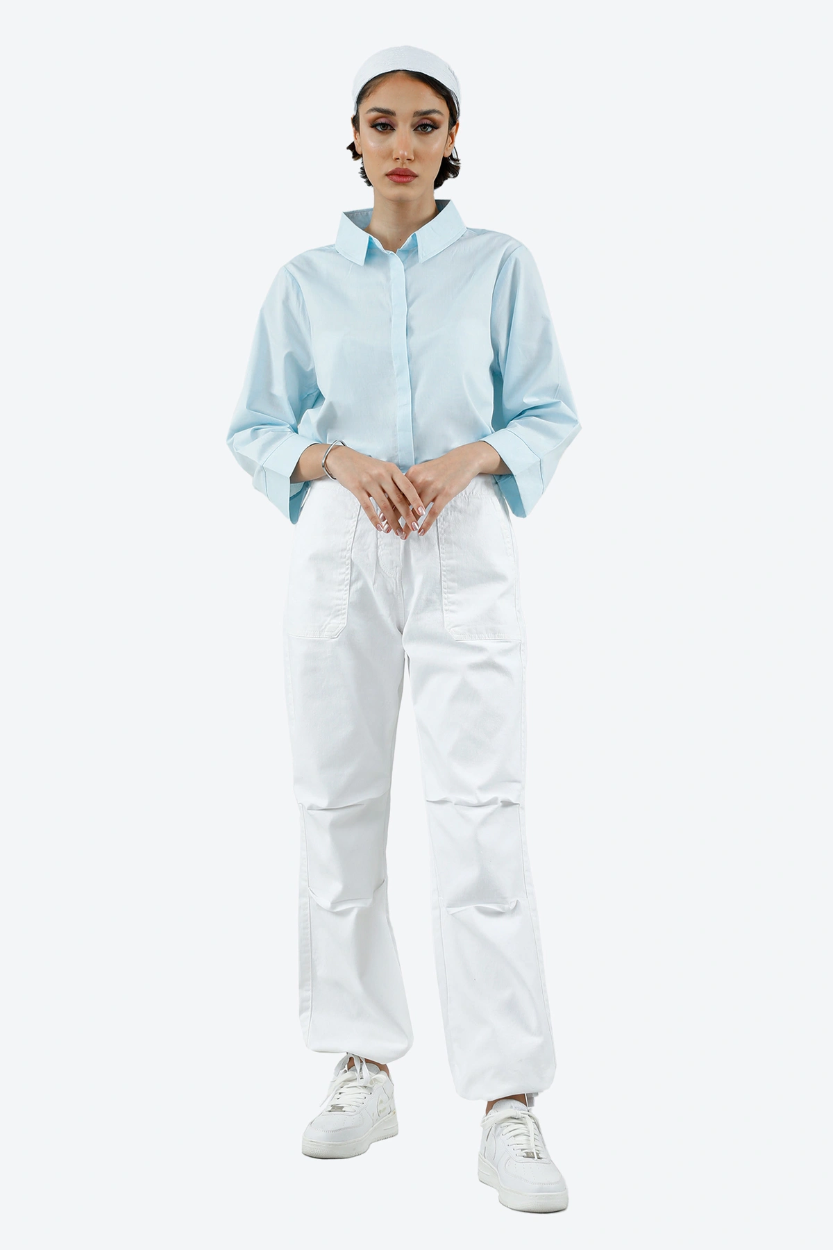 شومیز پیراهن زنانه بزند پاتن جامه. پیراهن زنانه رنگ آبی روشن خرید آنلاین و ارسال رایگان لباس زنانه