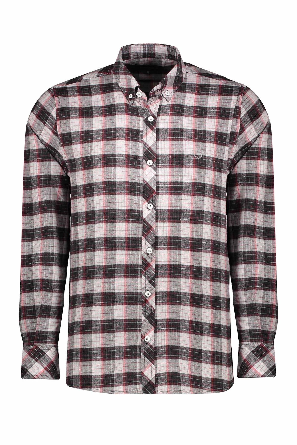 خرید پیراهن آستین بلند پشمی مردانه طرح چهارخانه با ارسال رایگان از فروشگاه آنلاین پاتن جامه.