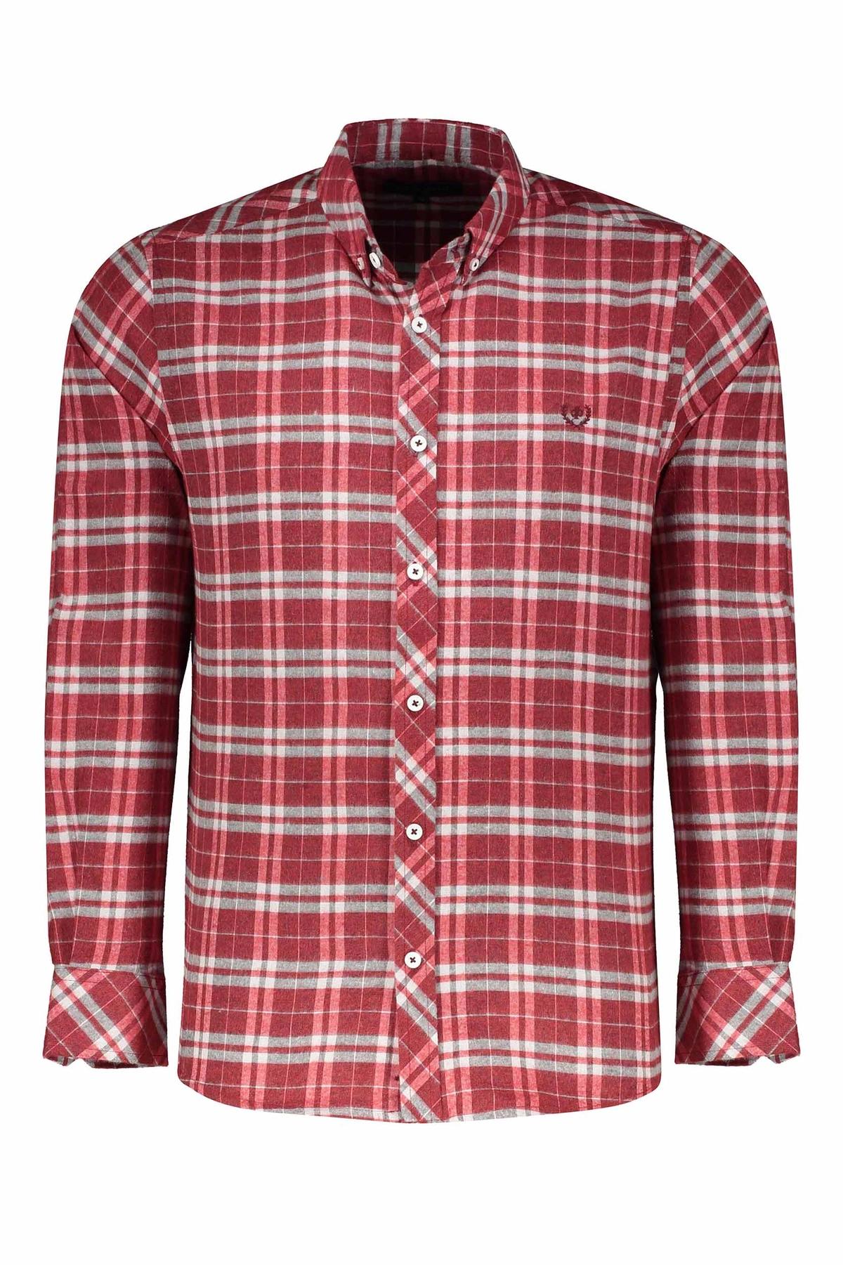 خرید پیراهن آستین بلند پشمی مردانه طرح چهارخانه با ارسال رایگان از فروشگاه آنلاین پاتن جامه. 