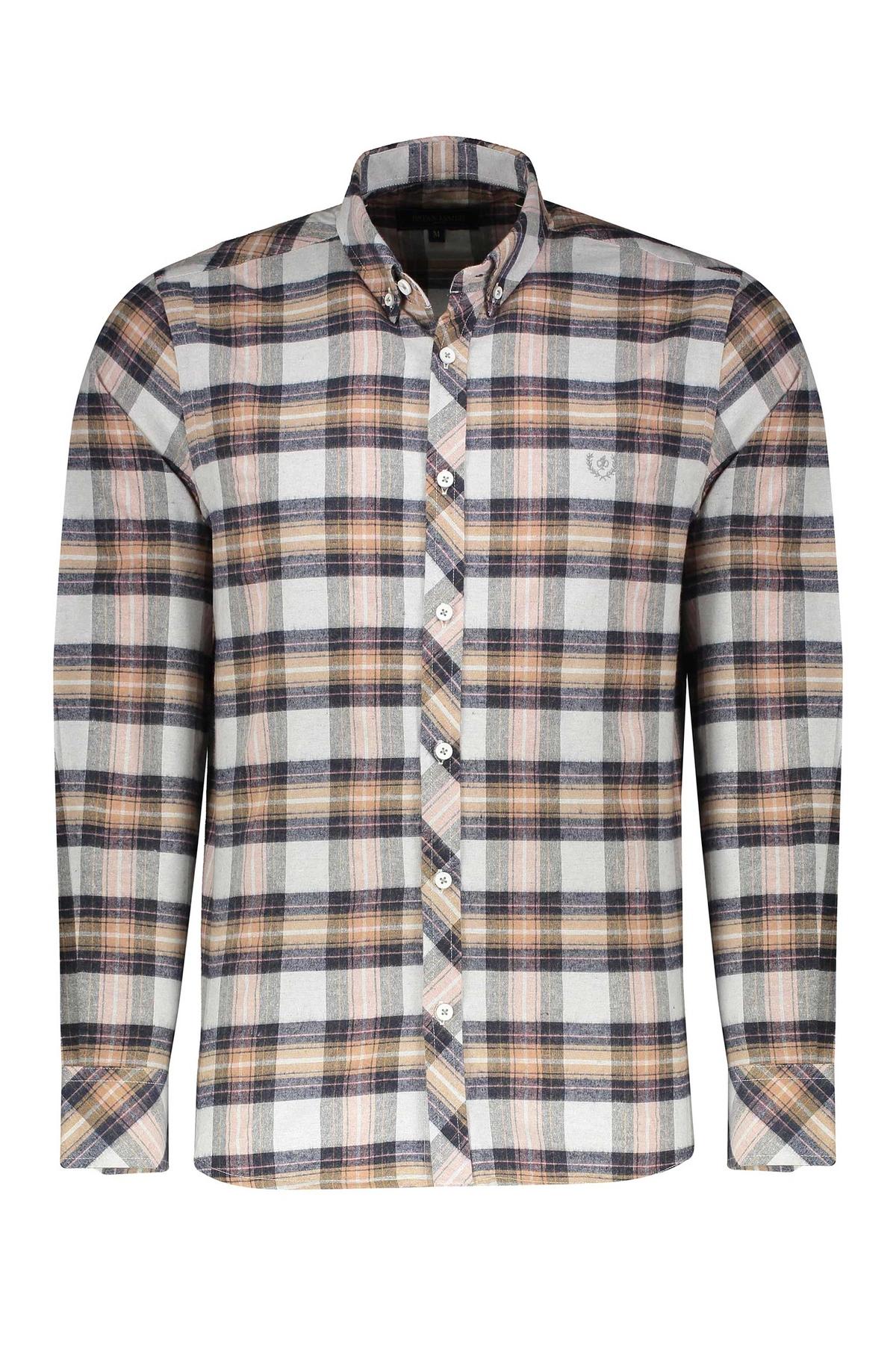 خرید پیراهن آستین بلند پشمی مردانه طرح چهارخانه با ارسال رایگان از فروشگاه آنلاین پاتن جامه. 