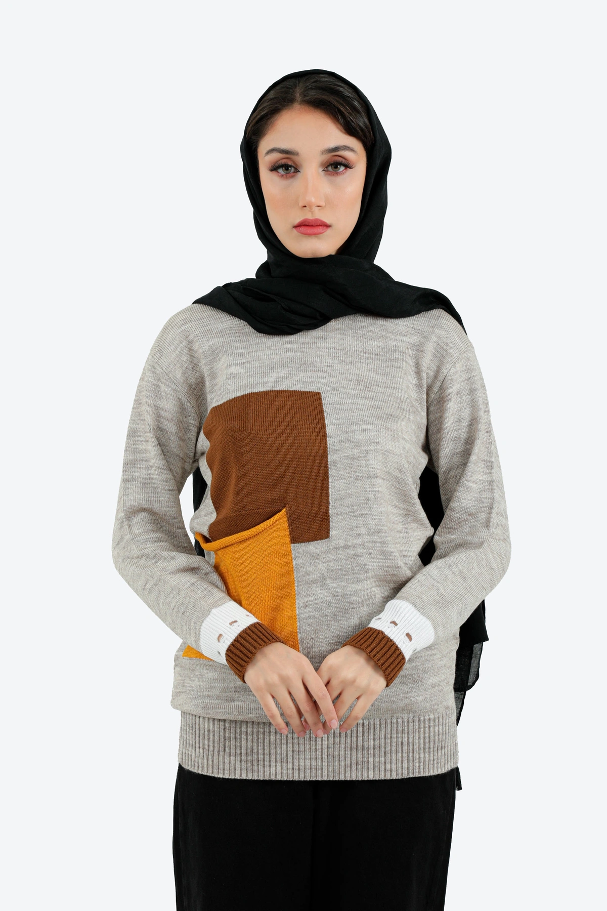 تونیک بافت زنانه گرم بافت کشی قد تا روی باسن