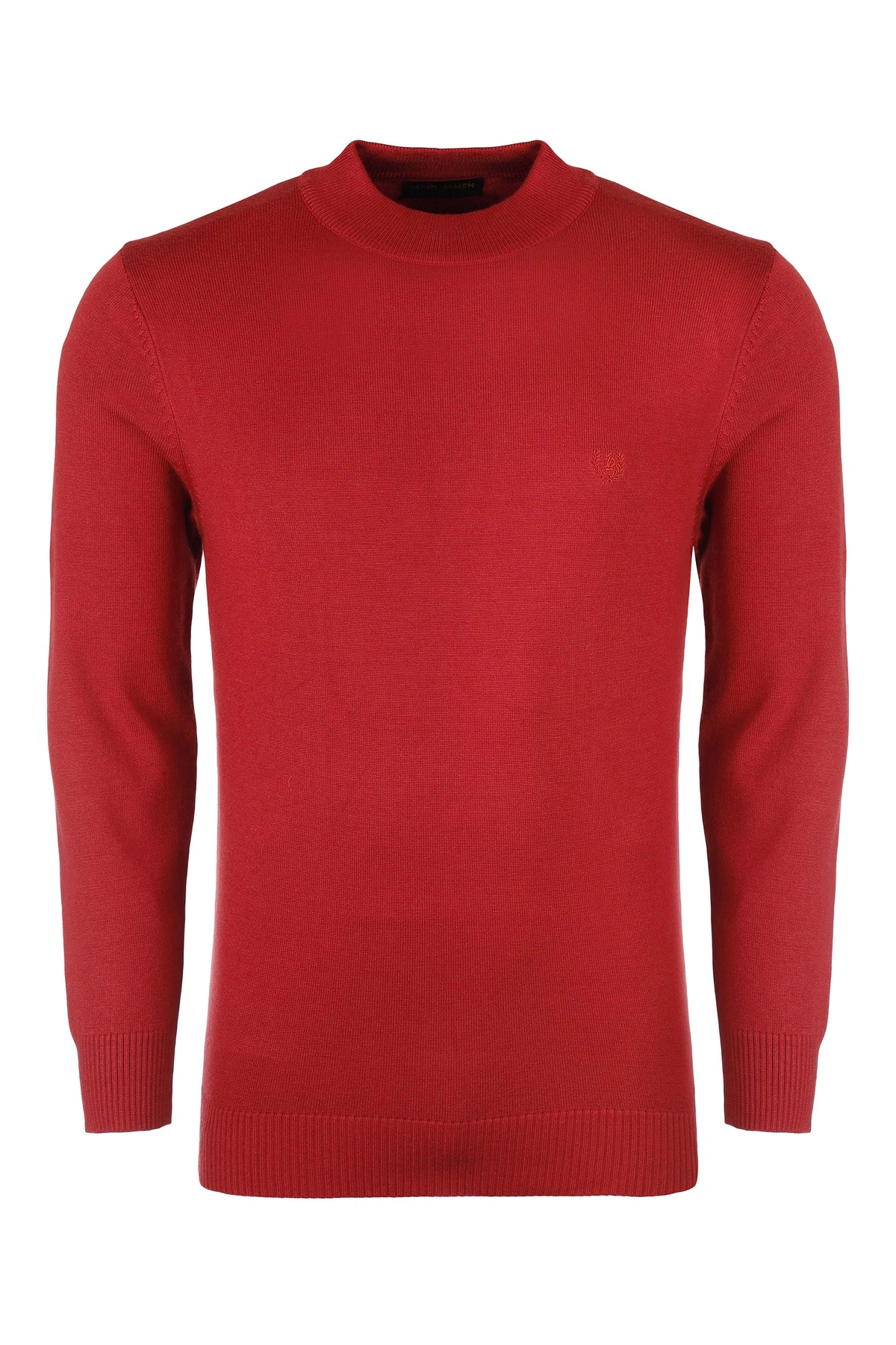 بافت یقه پنج سانت زرشکی مردانه ، تولید از برند پاتن جامه ، پلیور گرم مردانه مناسب فصول سرد.