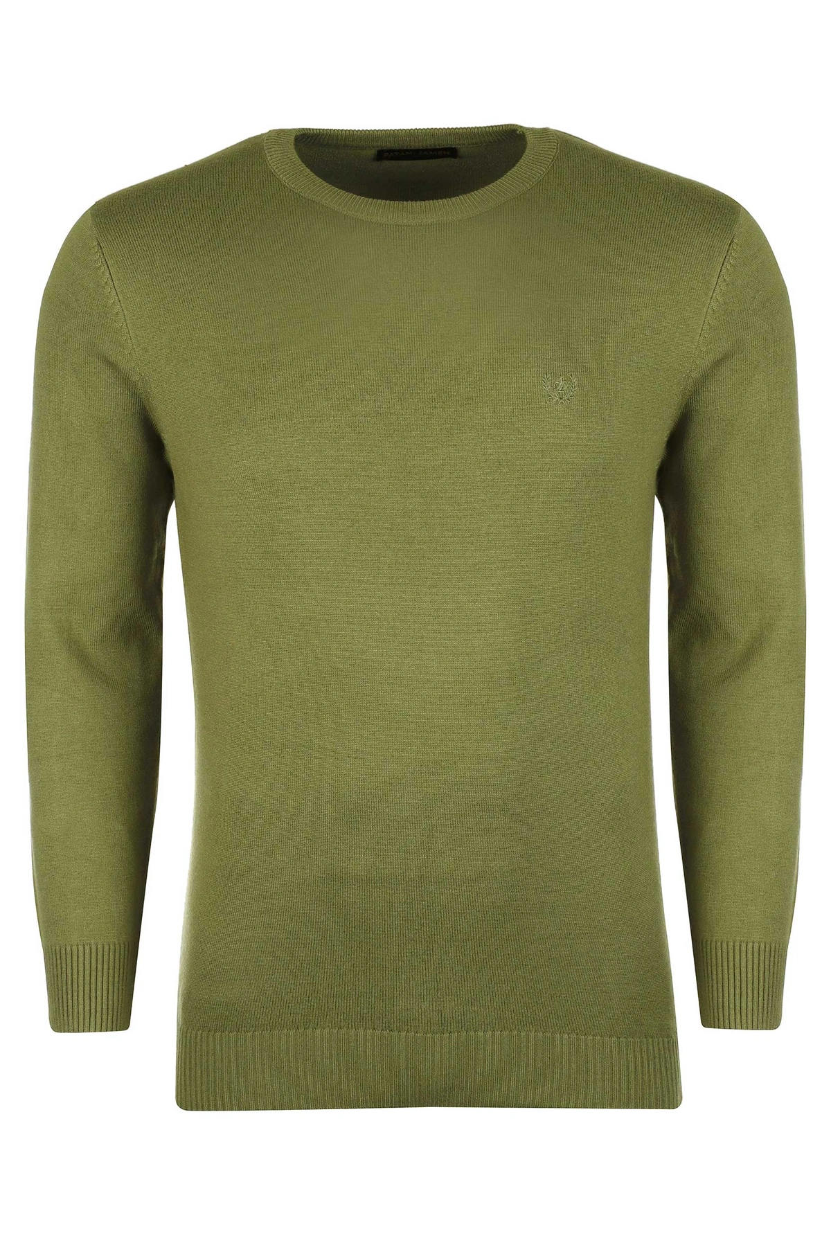 بافت یقه گرد  سبز روشن مردانه ، تولید از برند پاتن جامه ، پلیور گرم مردانه مناسب فصول سرد.