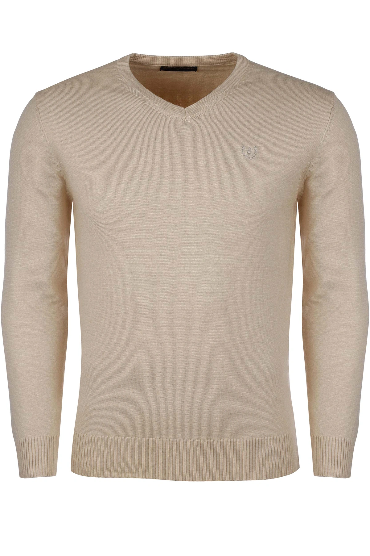 بافت یقه هفت کرم رنگ مردانه ، تولید از برند پاتن جامه ، پلیور گرم مردانه مناسب فصول سرد.