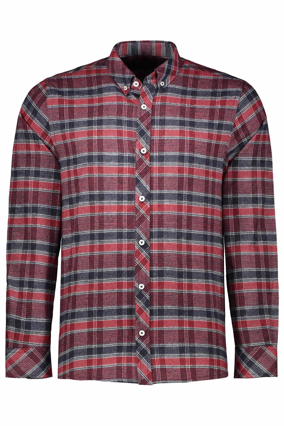 خرید پیراهن آستین بلند پشمی مردانه طرح چهارخانه با ارسال رایگان از فروشگاه آنلاین پاتن جامه. 