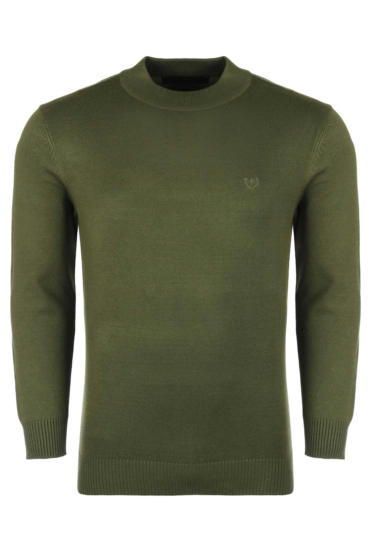 بافت یقه پنج سانت  سبز تیره مردانه ، تولید از برند پاتن جامه ، پلیور گرم مردانه مناسب فصول سرد.