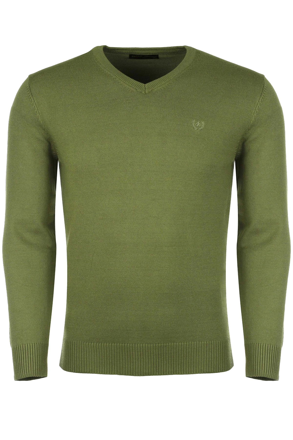 بافت یقه هفت سبز روشن مردانه ، تولید از برند پاتن جامه ، پلیور گرم مردانه مناسب فصول سرد.