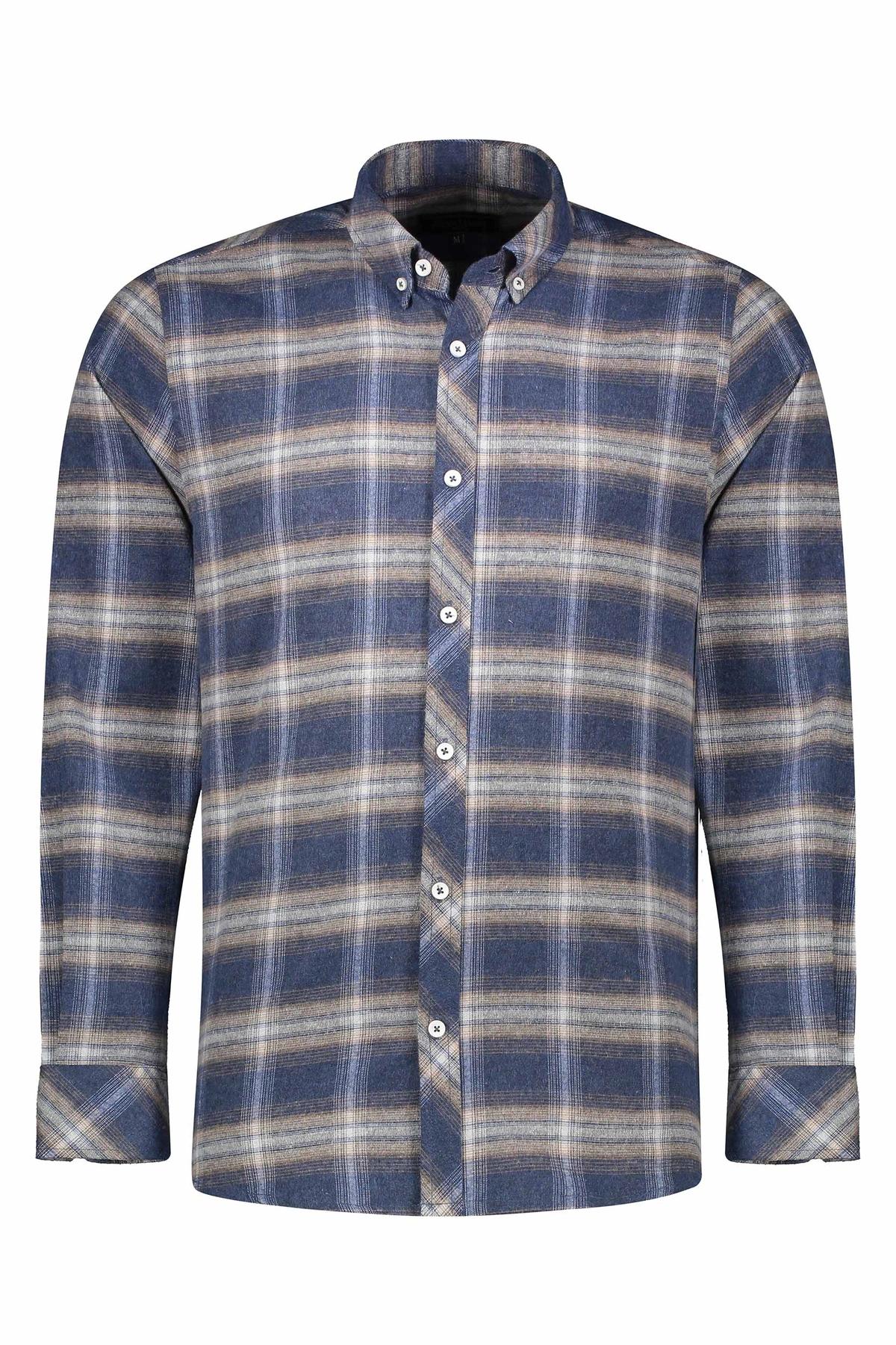 خرید پیراهن آستین بلند پشمی مردانه طرح چهارخانه با ارسال رایگان از فروشگاه آنلاین پاتن جامه. 