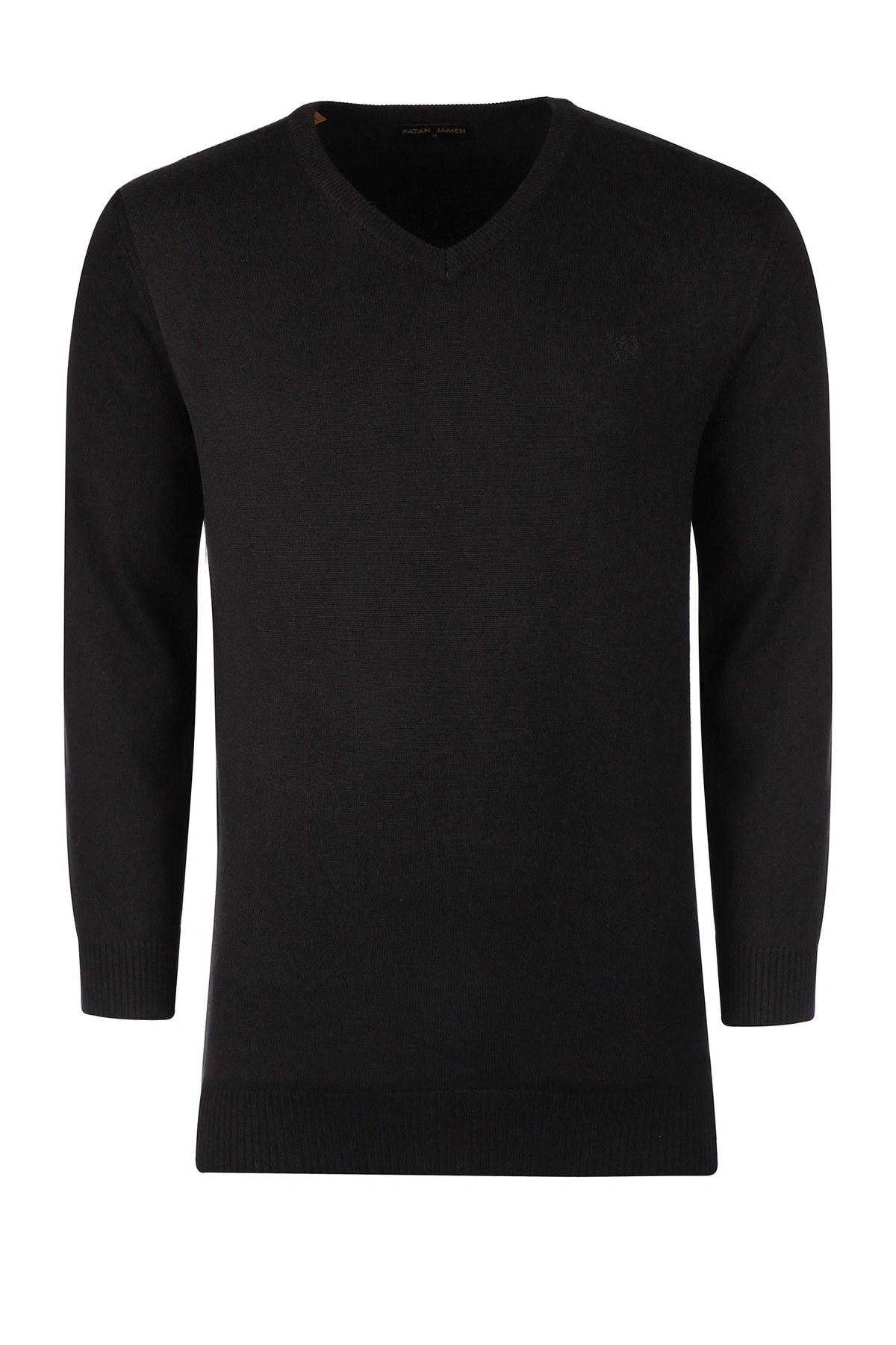 بافت یقه هفت مشکی مردانه ، تولید از برند پاتن جامه ، پلیور گرم مردانه مناسب فصول سرد.