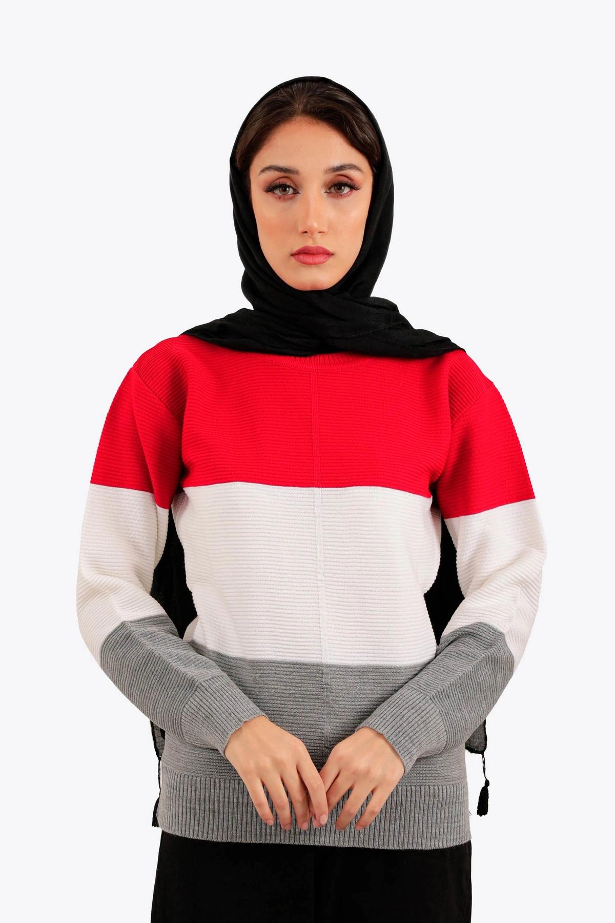 خرید بافت زنانه به صورت آنلاین با ارسال رایگان ، بافت سه تیکه زنانه یقه گرد پلیسه دار