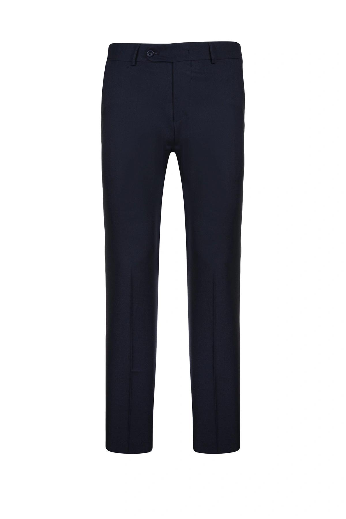 شلوار فاستونی مردانه رنگ سرمه ای تیره ، جنس شلوار پارچه ای پلی استر و ویسکوز از برند پاتن جامه.