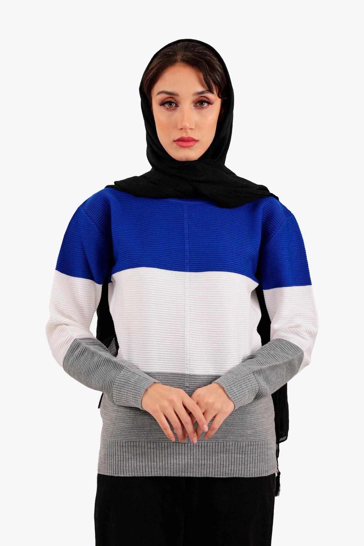 خرید بافت زنانه به صورت آنلاین با ارسال رایگان ، بافت سه تیکه زنانه یقه گرد پلیسه دار