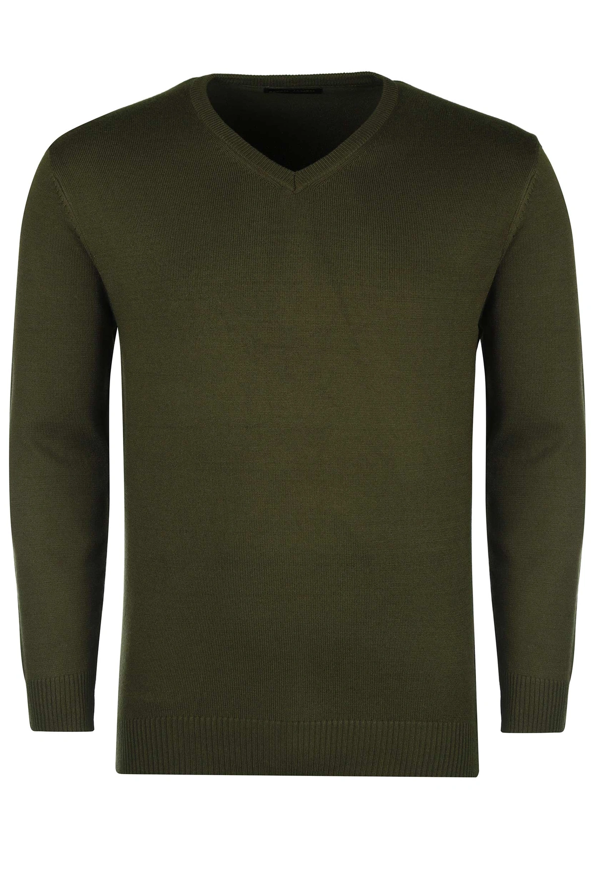 بافت یقه هفت سبز تیره مردانه ، تولید از برند پاتن جامه ، پلیور گرم مردانه مناسب فصول سرد.