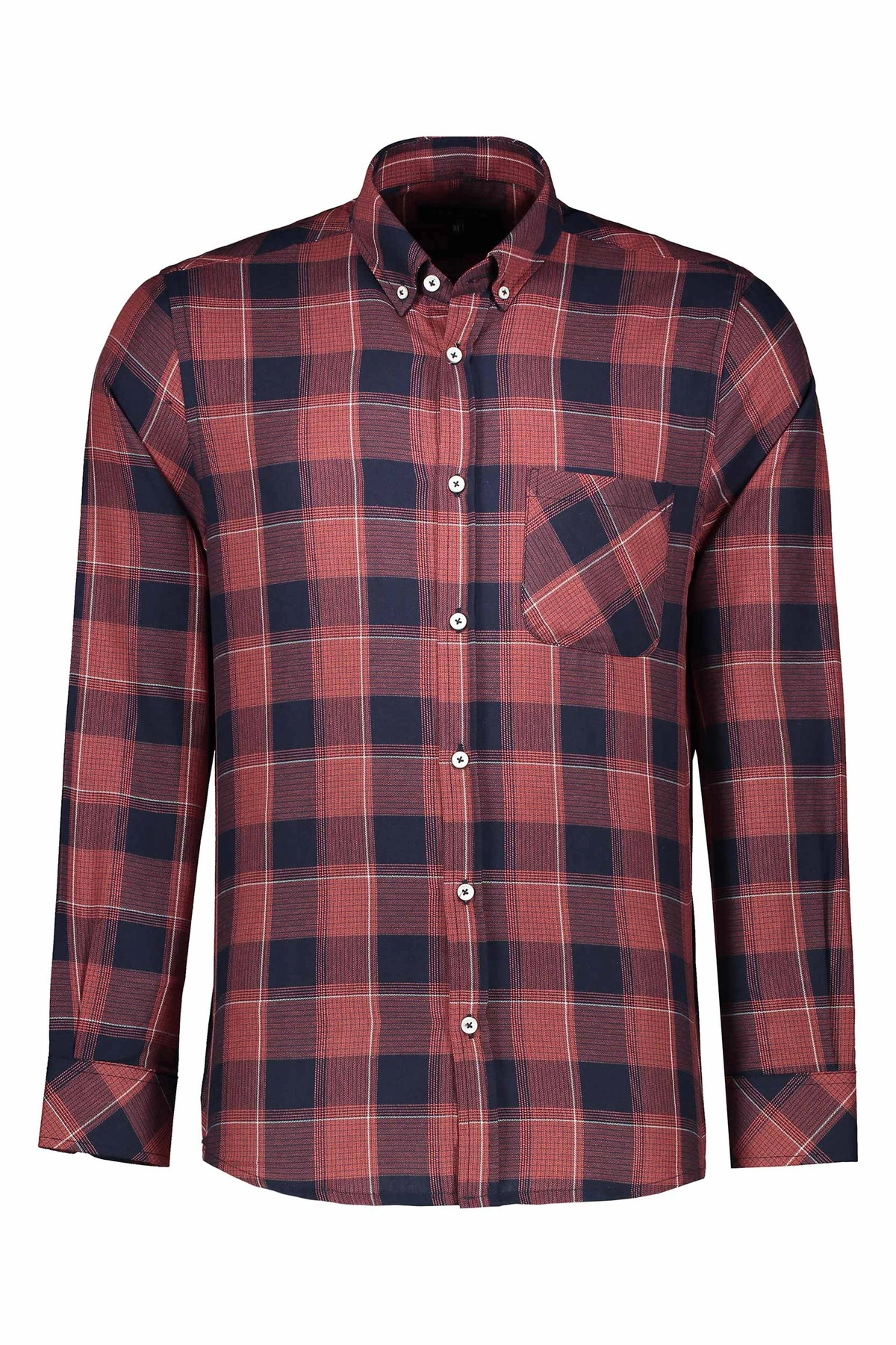 پیراهن رگولار مردانه از برند پاتن جامه ، پیراهن طرح چهارخانه یقه برگردان دکمه دار. 