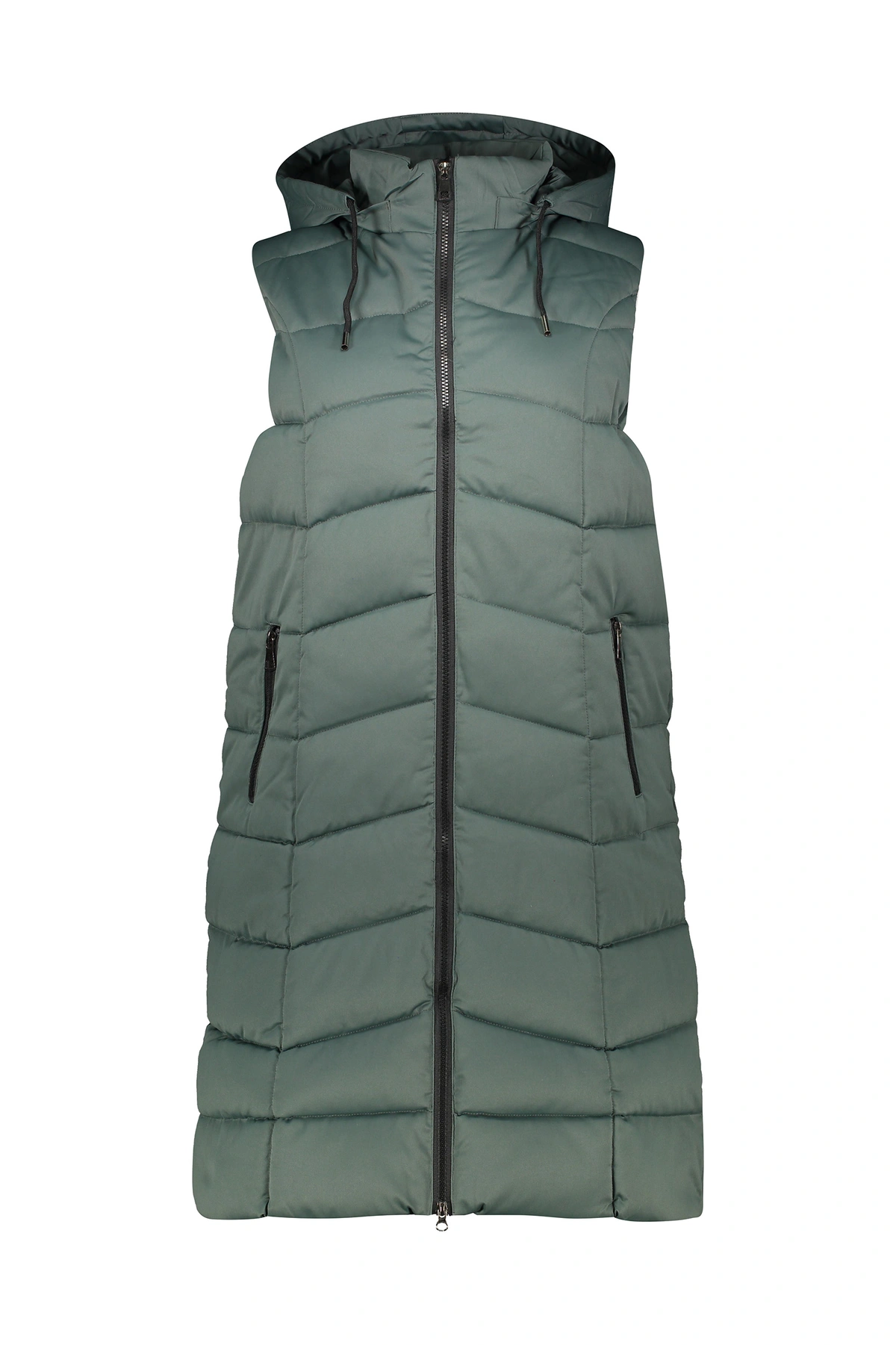 پافر شمعی زنانه رنگ سبز ، پافر بلند کلاهدار جداشونده توسط زیپ. 