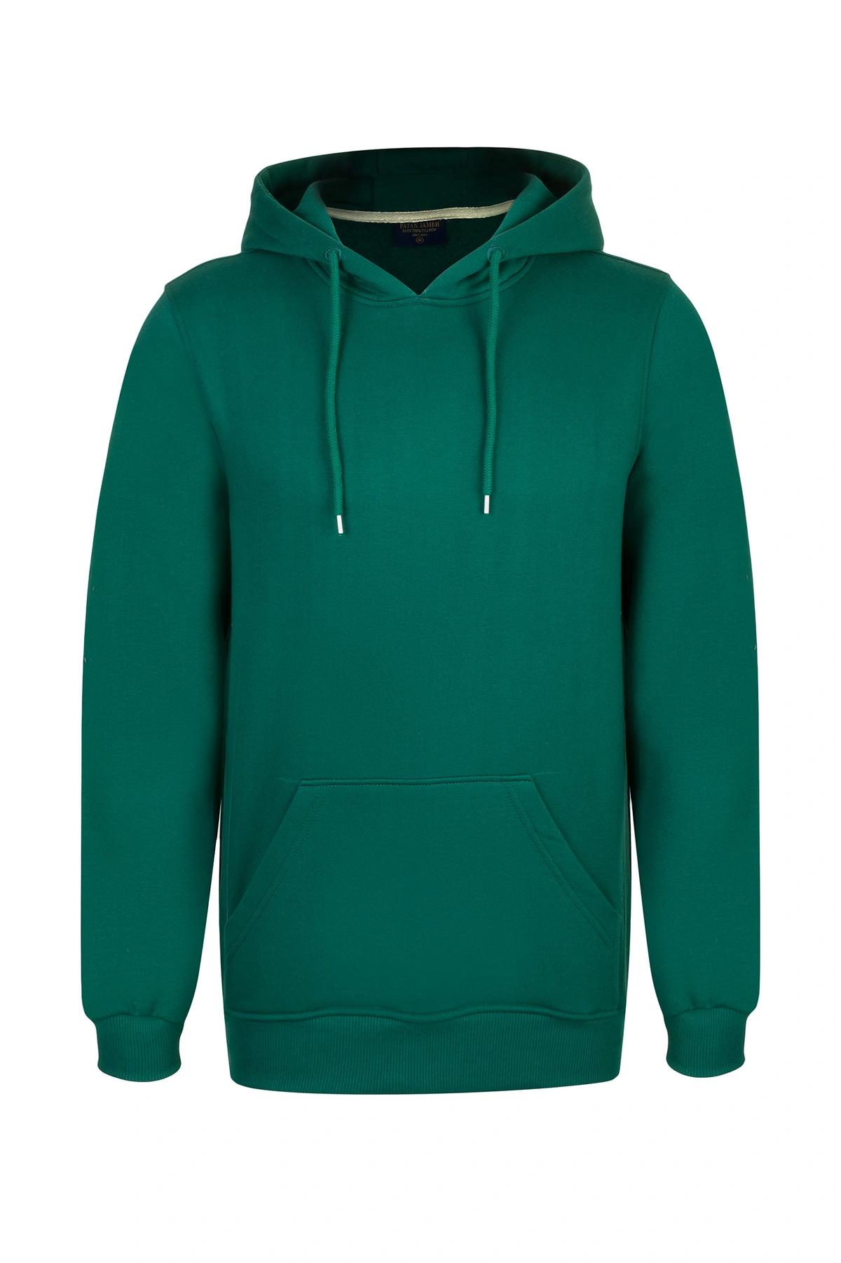 هودی مردانه به رنگ سبز  ، جلو بسته دارای کلاه ثابت ، سوئیشرت هودی ضخیم پاییزه و زمستانه. 