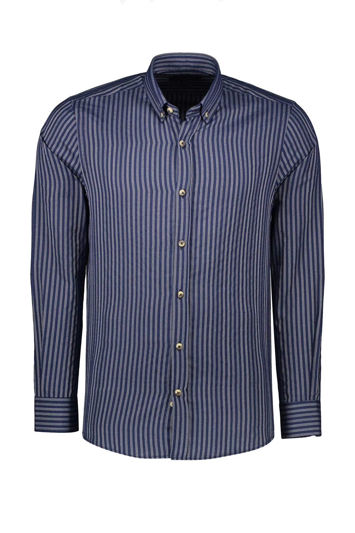 پیراهن رگولار مردانه راه راه  از برند پاتن جامه ، پیراهن یقه برگردان دکمه دار. 