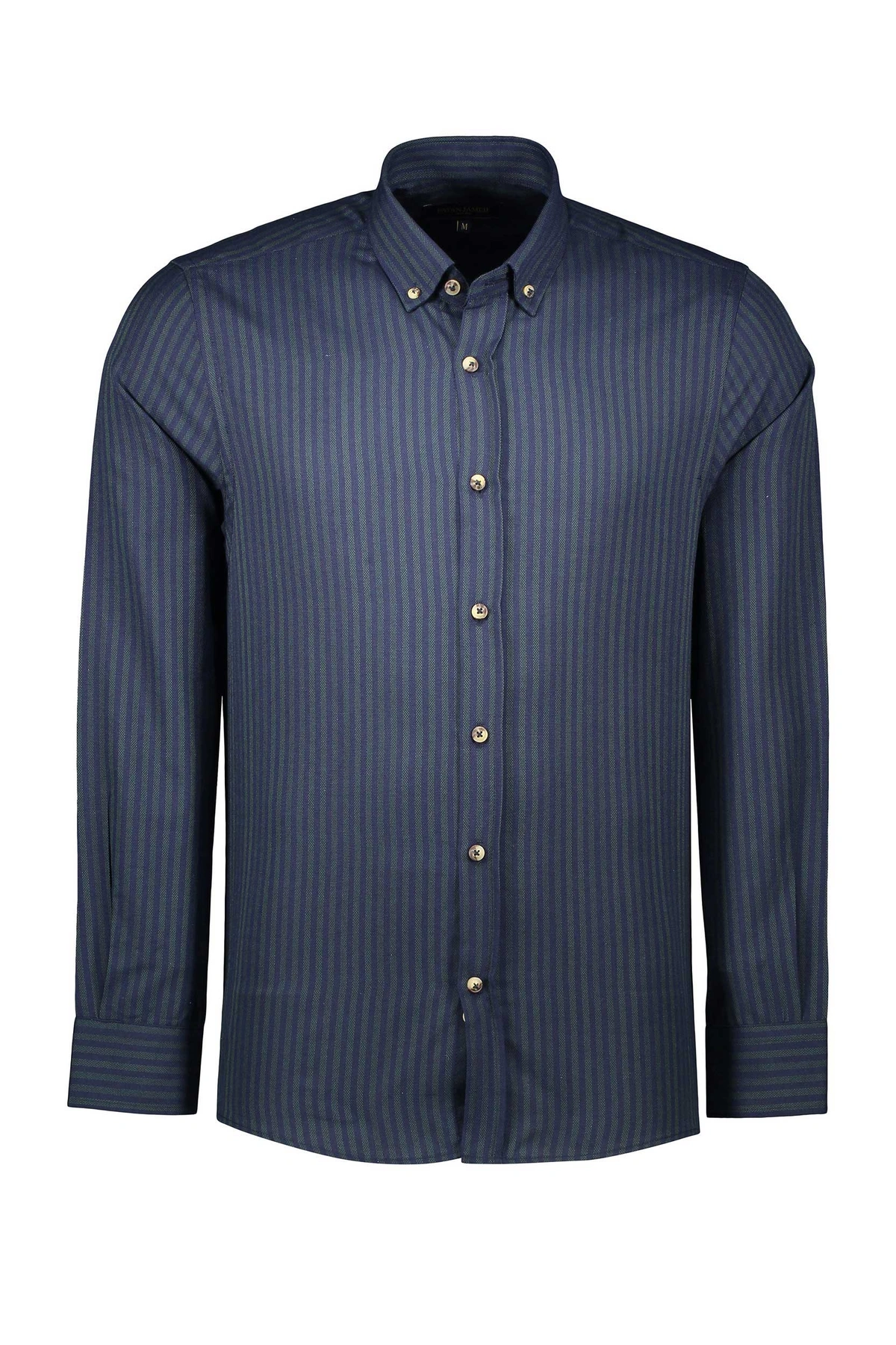 پیراهن رگولار مردانه راه راه  از برند پاتن جامه ، پیراهن یقه برگردان دکمه دار. 