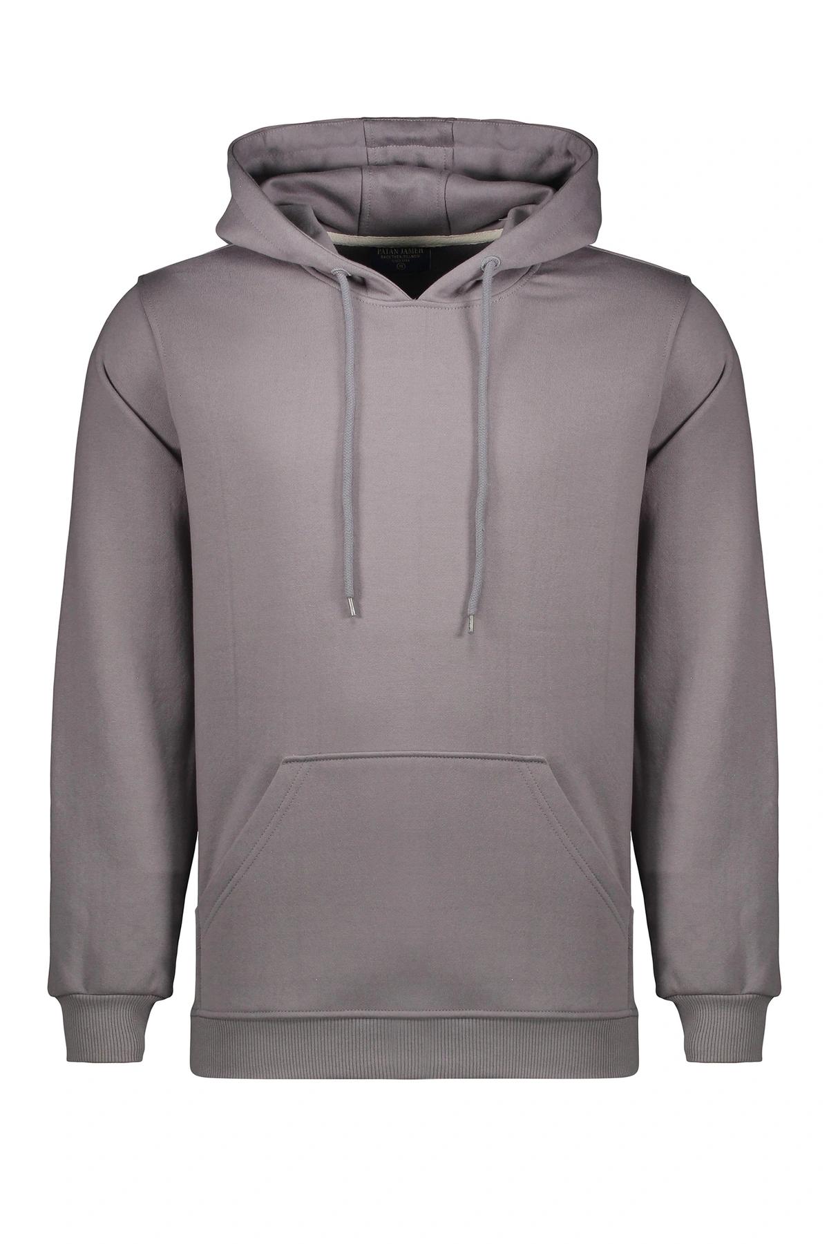 هودی مردانه رنگ طوسی، جلو بسته دارای کلاه ثابت ، سوئیشرت هودی ضخیم پاییزه و زمستانه. 