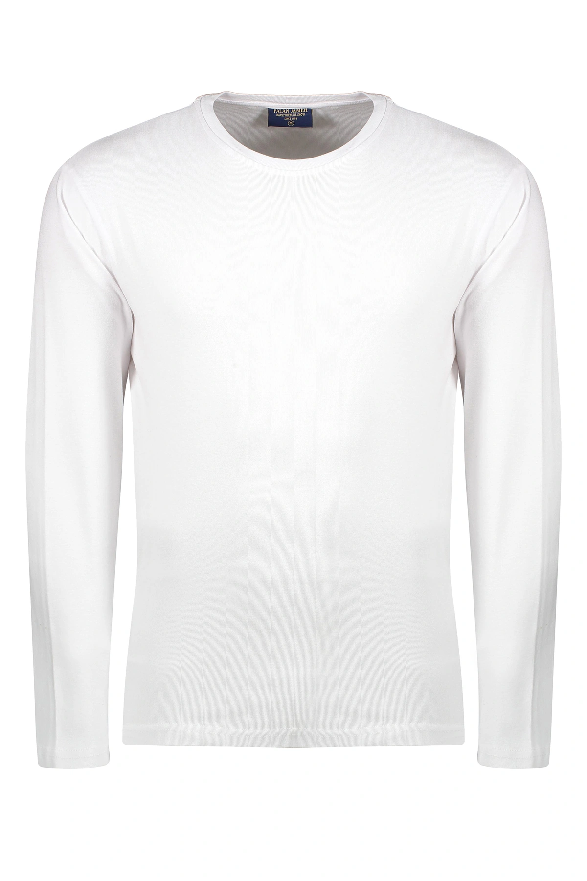 تیشرت آستین بلند مردانه یقه گرد رنگ سفید استایل معمولی ، تیشرت ضخیم پاییزه زمستانه