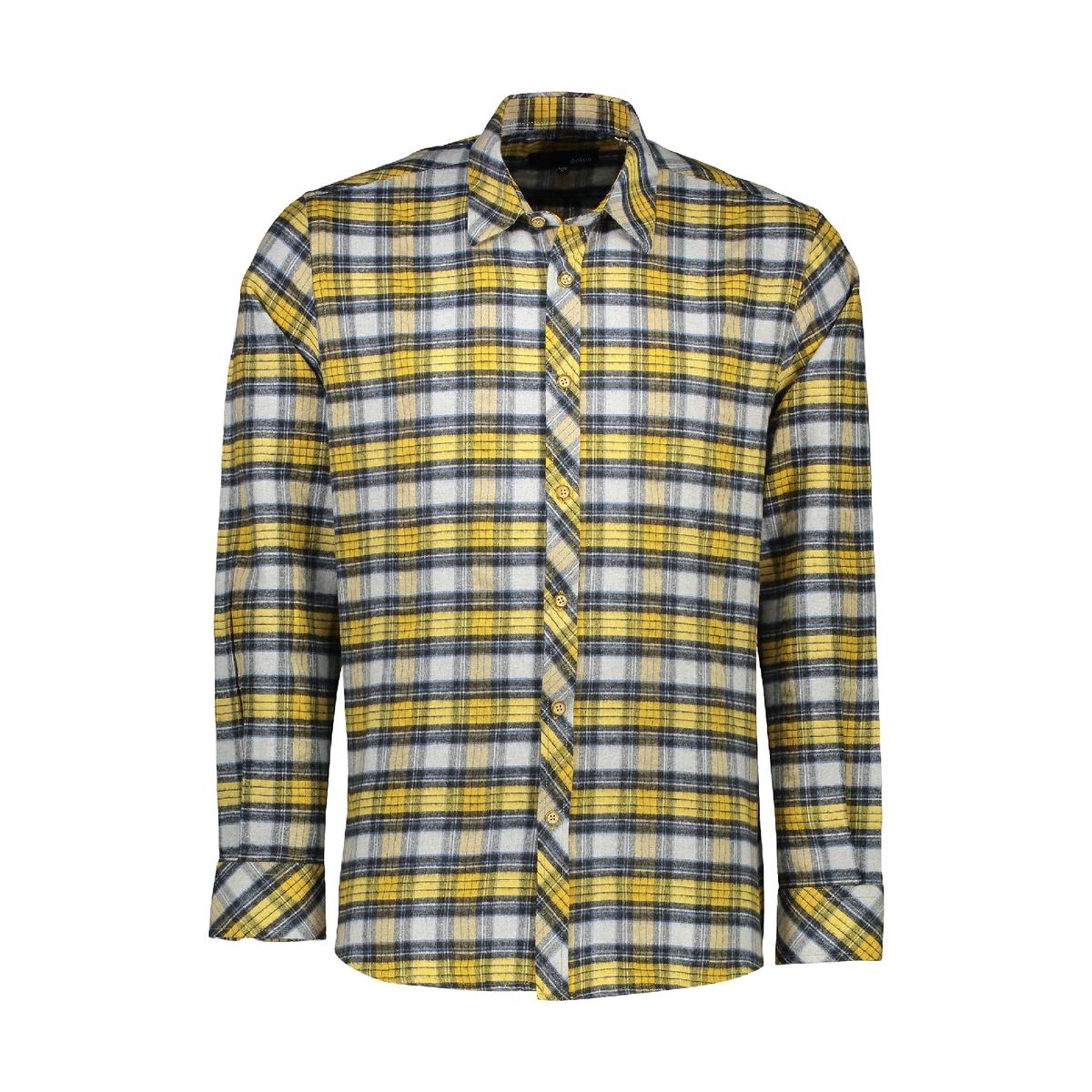 پیراهن آستین بلند مردانه پشمی رگولار طرح چهارخانه.