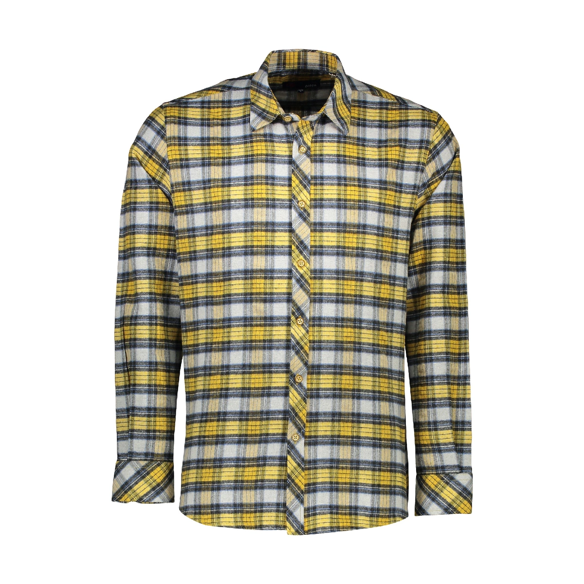 پیراهن آستین بلند مردانه پشمی رگولار طرح چهارخانه.