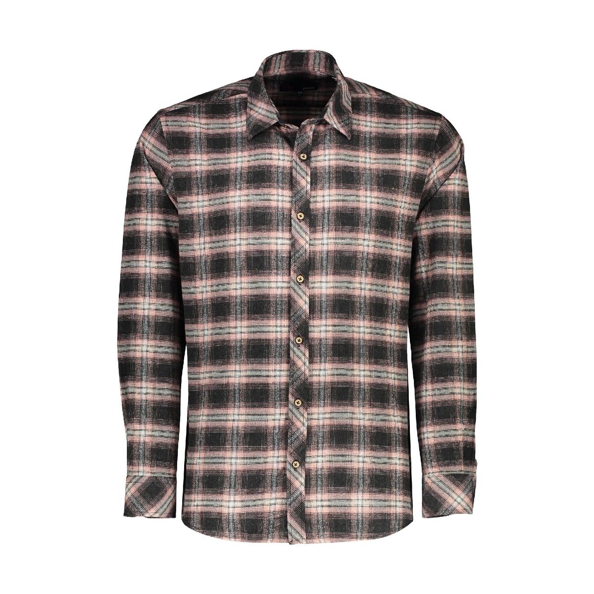 پیراهن پشمی آستین بلند مردانه چهارخانه صورتی مشکی تولید پاتن جامه می باشد. جنس پارچه صد در صد پنبه م