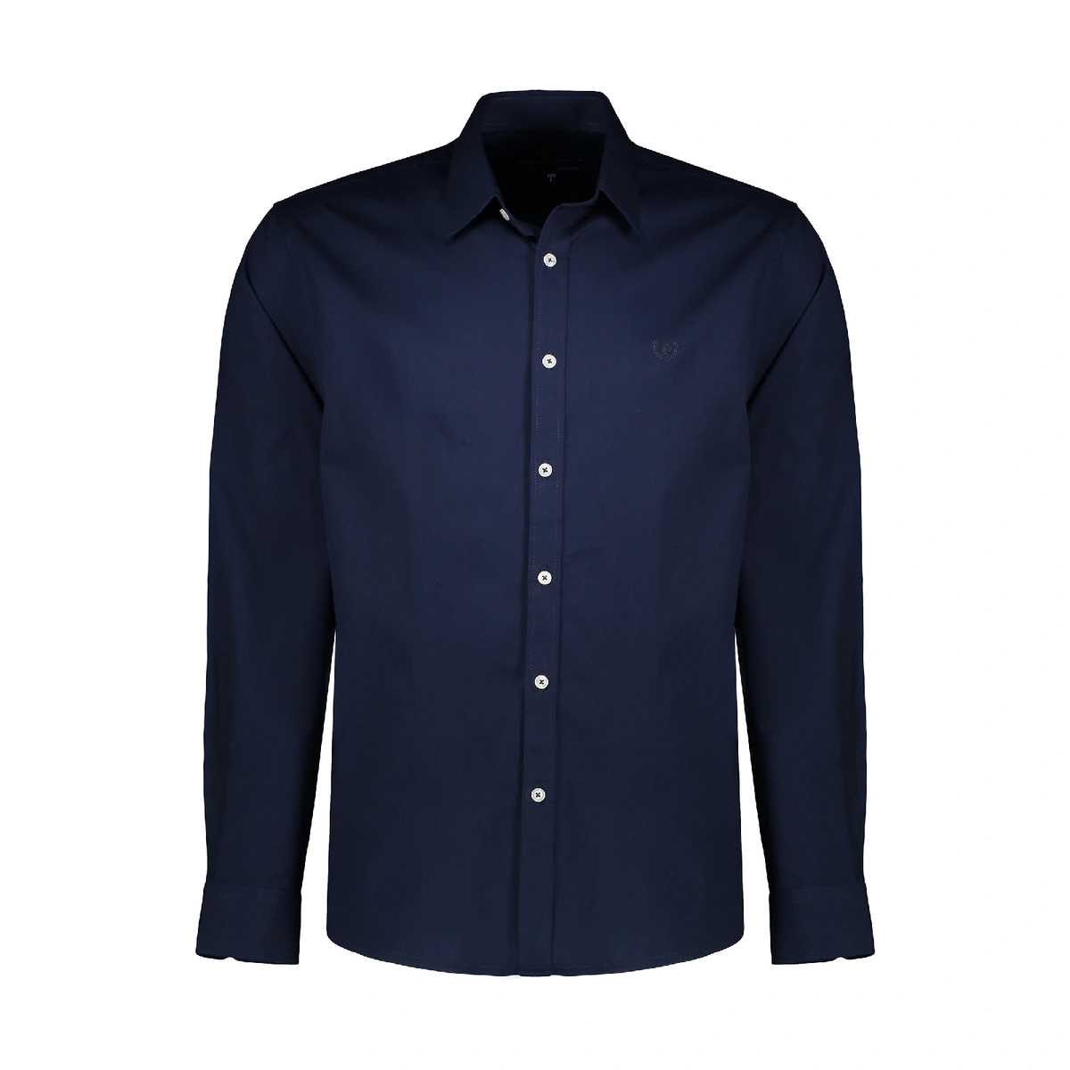 پیراهن کتان رنگ سرمه ای آستین بلند مردانه تولید پاتن جامه می باشد. پیراهن استایل نسبتاً جذب , جنس پا