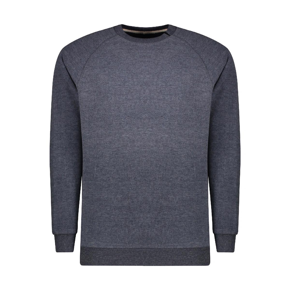 سویشرت آستین رگلان مردانه سرمه ای روشن تولید پاتن جامه می باشد. جنس پارچه سلانیک پلی استر پنبه می با