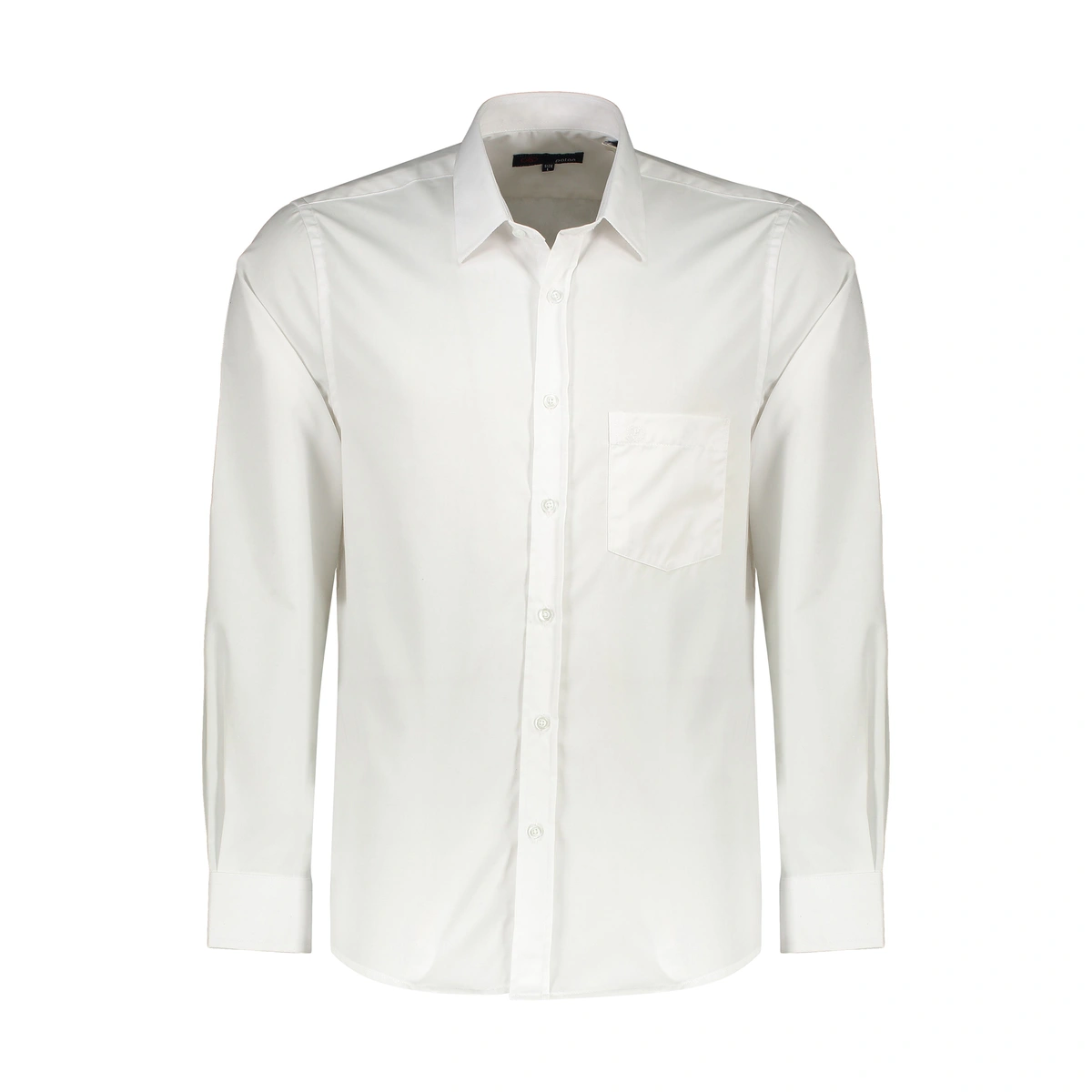 پیراهن آستین بلند مردانه رنگ سفید تولید پاتن جامه می باشد. جنس پیراهن تترون درجه 1 / 65 درصد پنبه - 