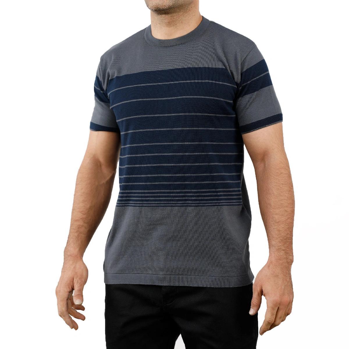 خرید پلیور آستین کوتاه مردانه صد در صد پنبه. پلیور آستین کوتاه نخی طرح دار.  جنس تیشرت بافت (صد در ص