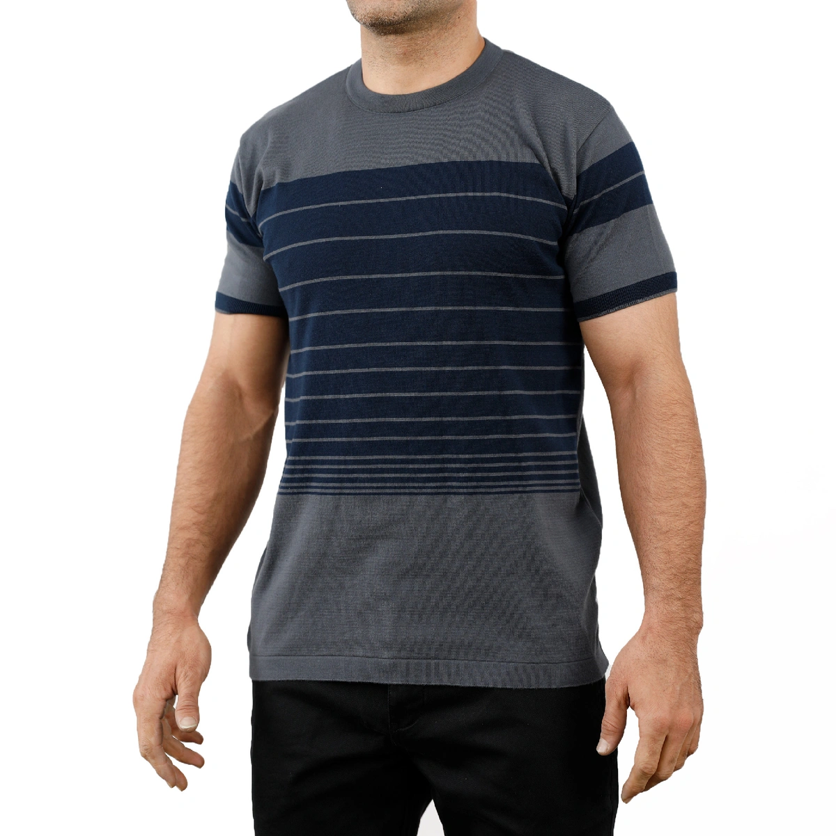 خرید پلیور آستین کوتاه مردانه صد در صد پنبه. پلیور آستین کوتاه نخی طرح دار.  جنس تیشرت بافت (صد در ص