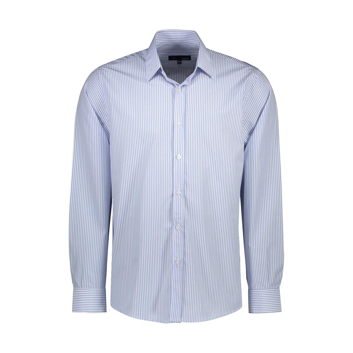 خرید پیراهن آستین بلند مردانه صد در صد پنبه تولید پاتن جامه می باشد. پیراهن نخی آستین بلند طرح راه ر