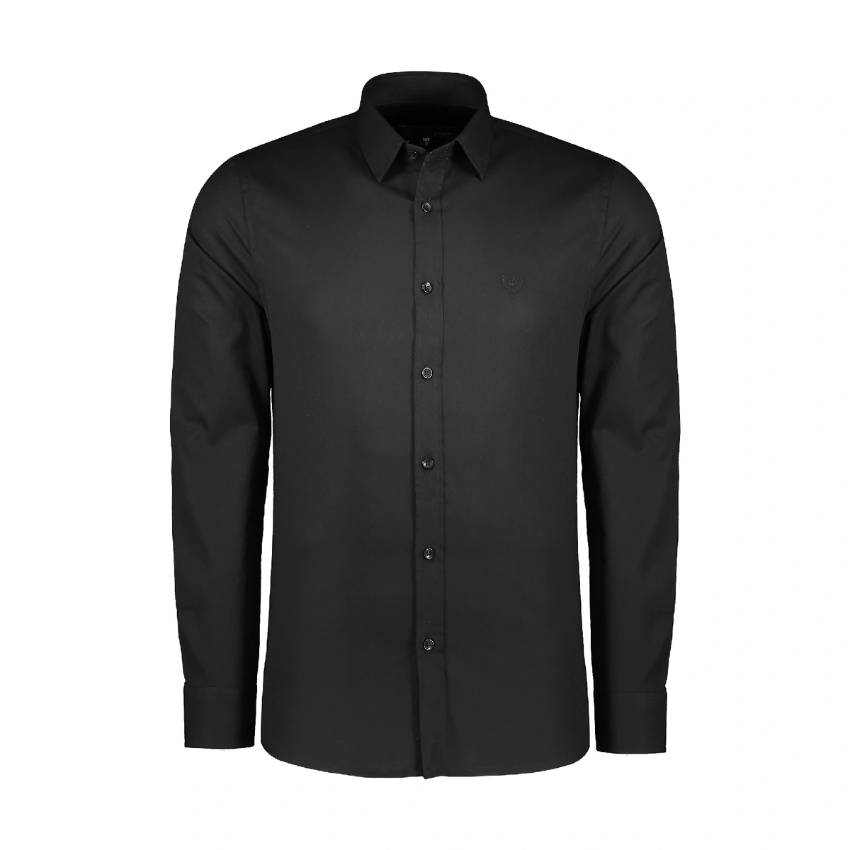 خرید پیراهن مشکی پاتن جامه.  پیراهن کتان آستین بلند با کیفیت بالا و قیمت مناسب. پیراهن کتان کشی رنگ 