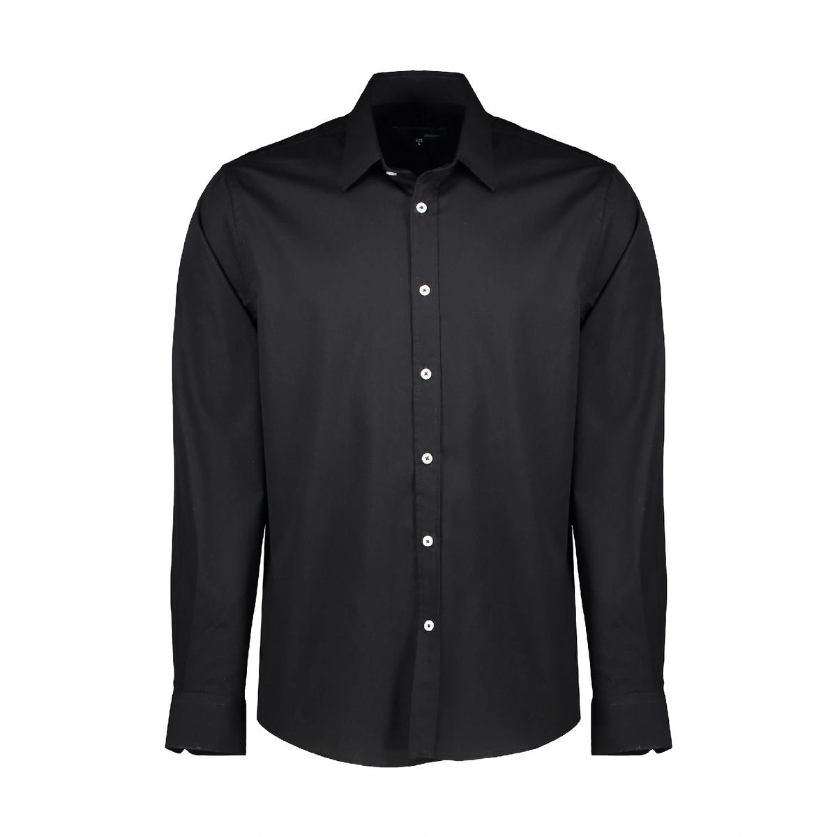 خرید پیراهن مشکی کتان آستین بلند مردانه تولید پاتن جامه می باشد. پیراهن استایل نسبتاً جذب , جنس پارچ