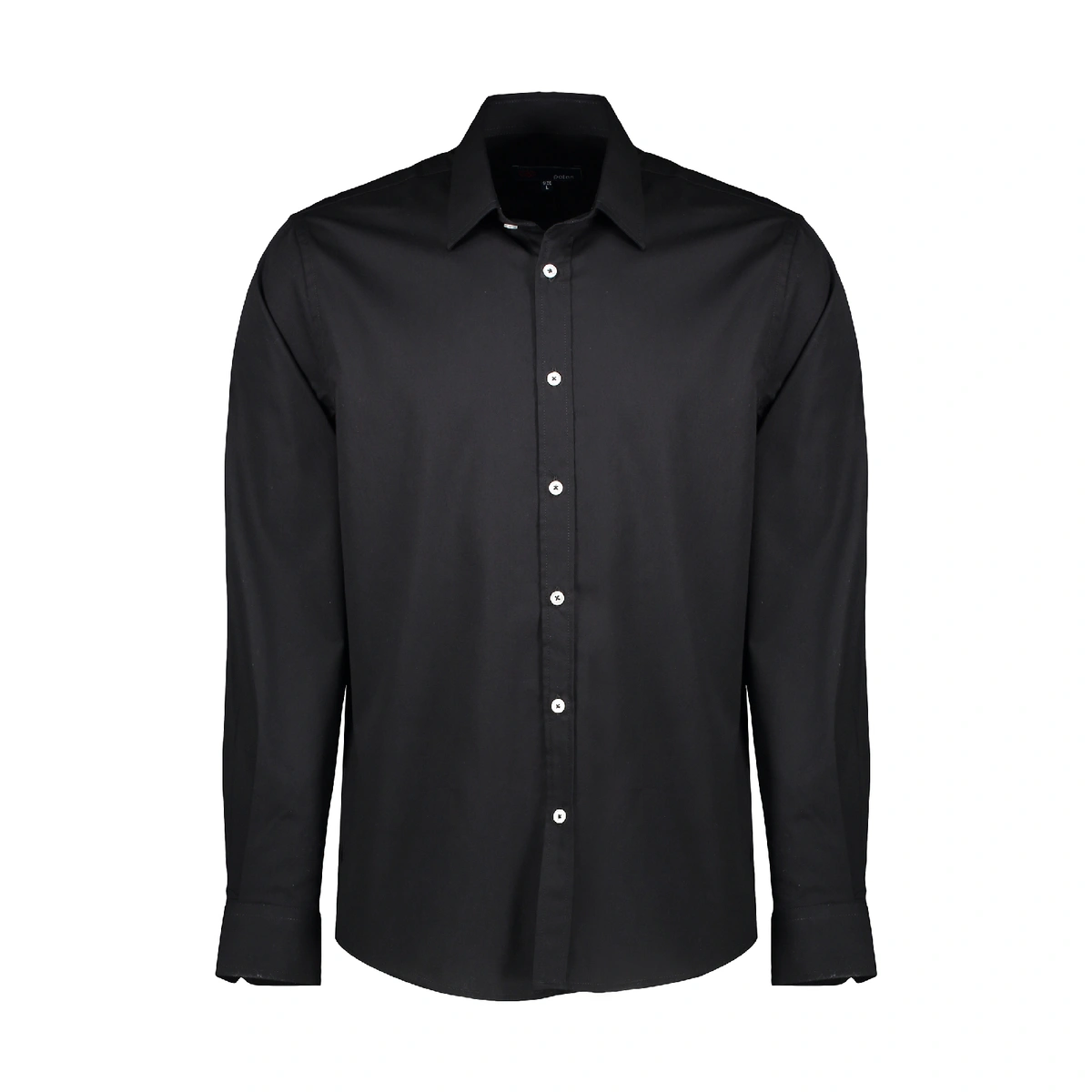 خرید پیراهن مشکی کتان آستین بلند مردانه تولید پاتن جامه می باشد. پیراهن استایل نسبتاً جذب , جنس پارچ