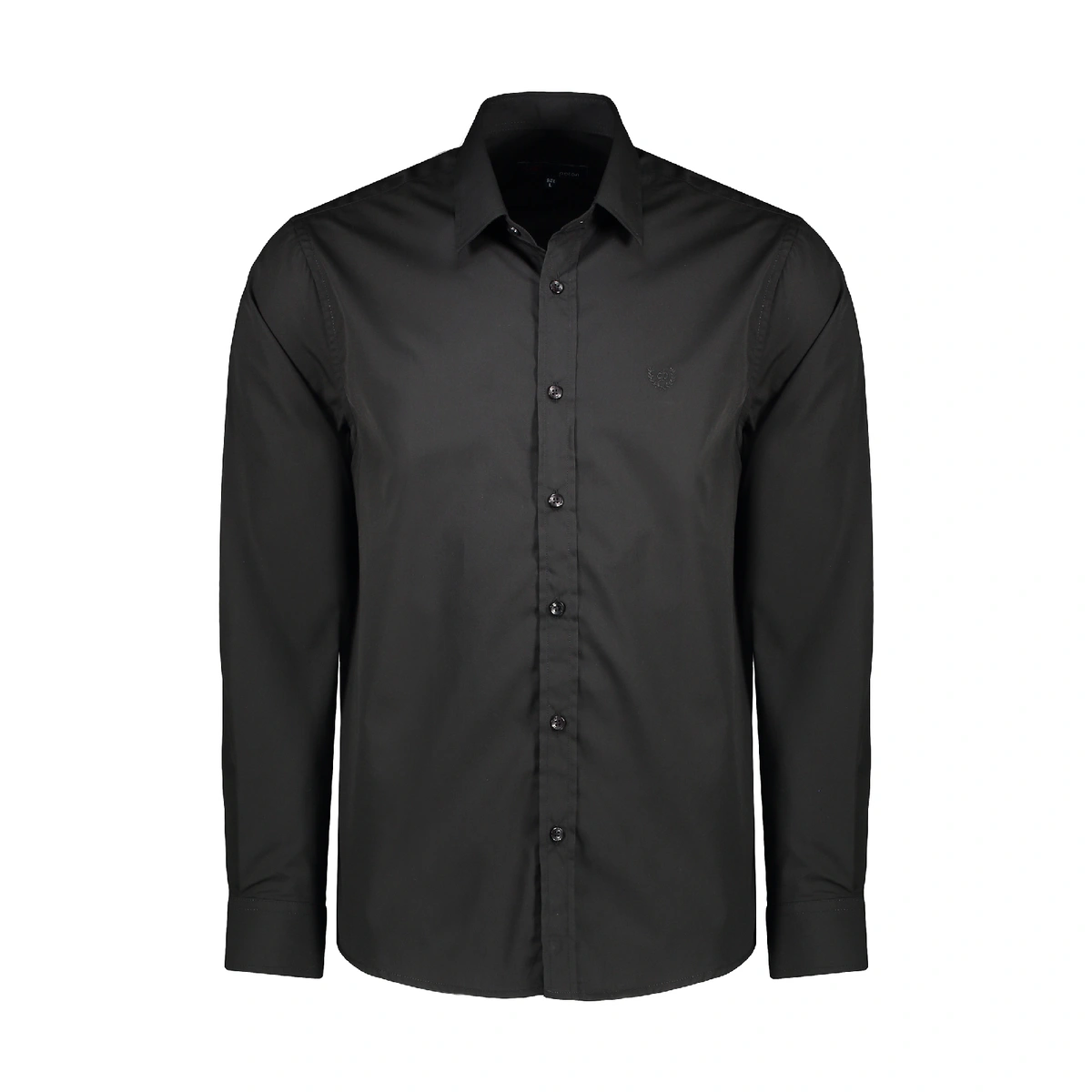 خرید پیراهن تترون آستین بلند مردانه رنگ مشکی تولید پاتن جامه می باشد. پیراهن قواره دار بوده جنس پارچ