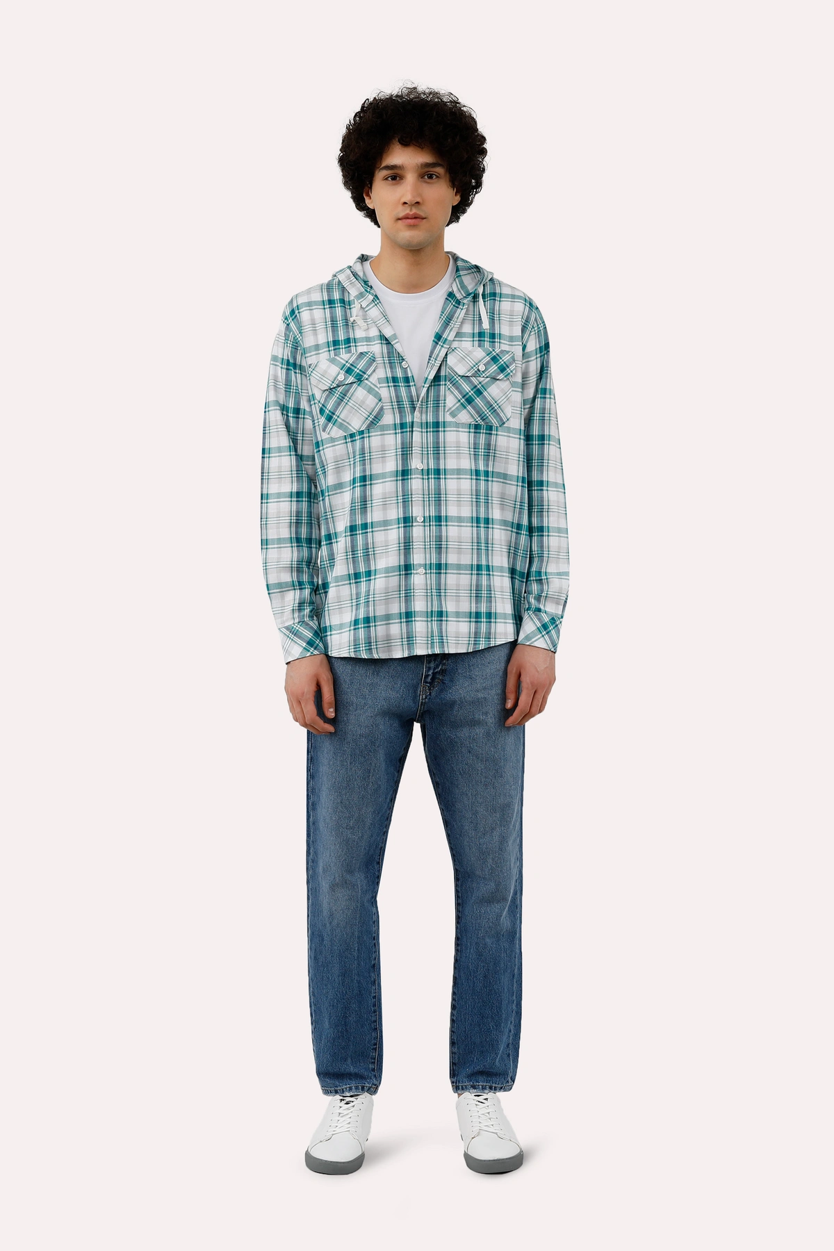 پیراهن آستین بلند کلاهدار مردانه طرح چهار خانه مدل معمولی. خرید از سایت پاتن جامه