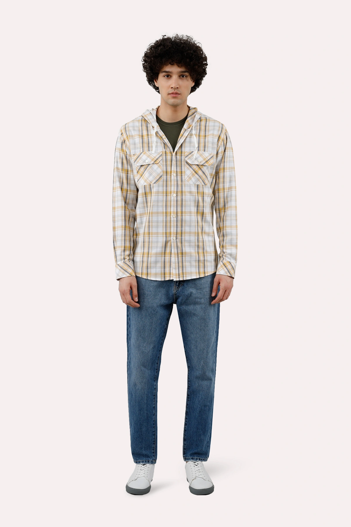 پیراهن آستین بلند کلاهدار مردانه طرح چهار خانه مدل معمولی. خرید از سایت پاتن جامه