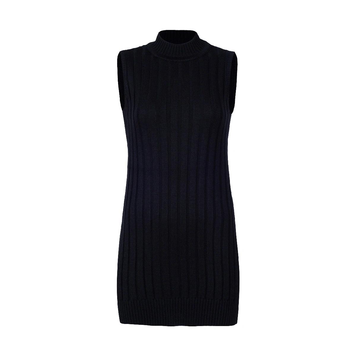 تونیک بافت زنانه آستین حلقه ای / رنگ مشکی - نخ پلی استر / 70 سانت تولید شرکت پاتن جامه. مناسب استافد