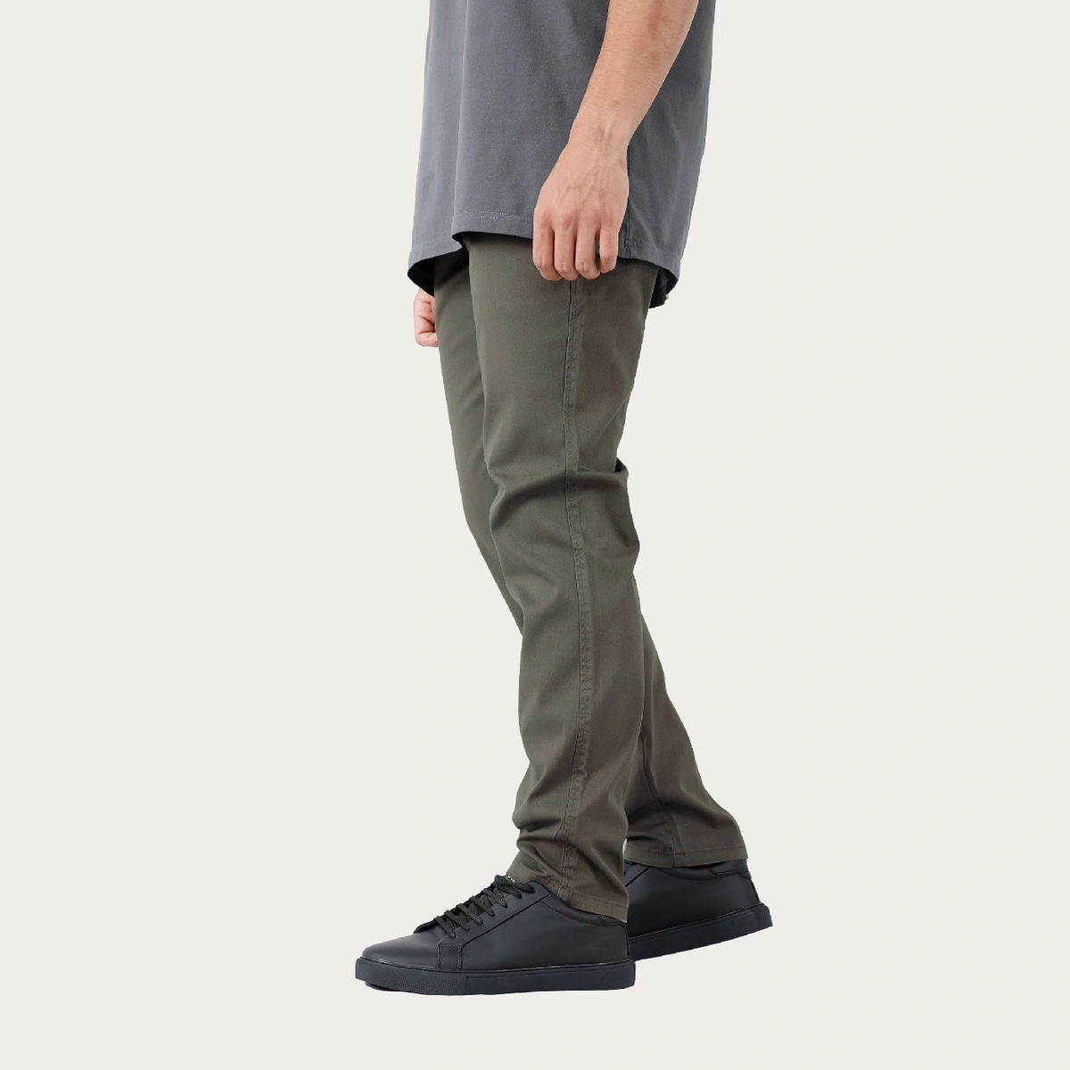 شلوار کتان مردانه راسته رنگ سبز تیره مدل راسته فیگارو پاتن جامه.