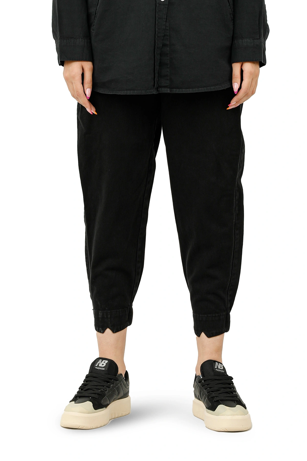 خرید شلوار کتان مام استایل زنانه زنگ مشکی. شلوار کتان زنانه با فاق بلند استایل مام.