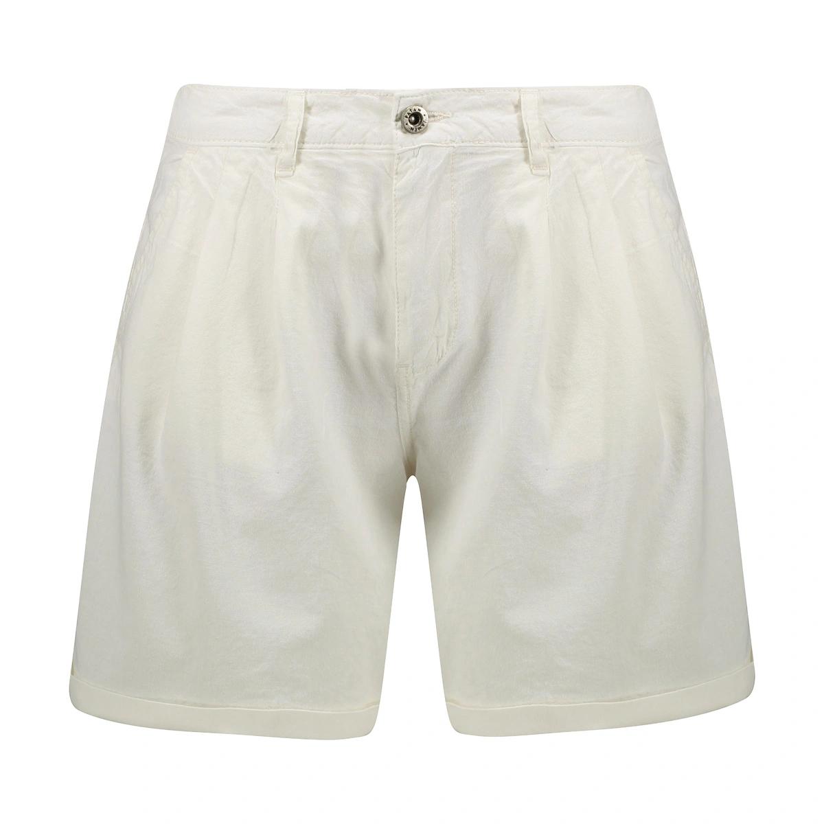 شلوارک زنانه رنگ سفید شیری قد تا روی زانو خرید از فروشگاه آنلاین پاتن جامه. 