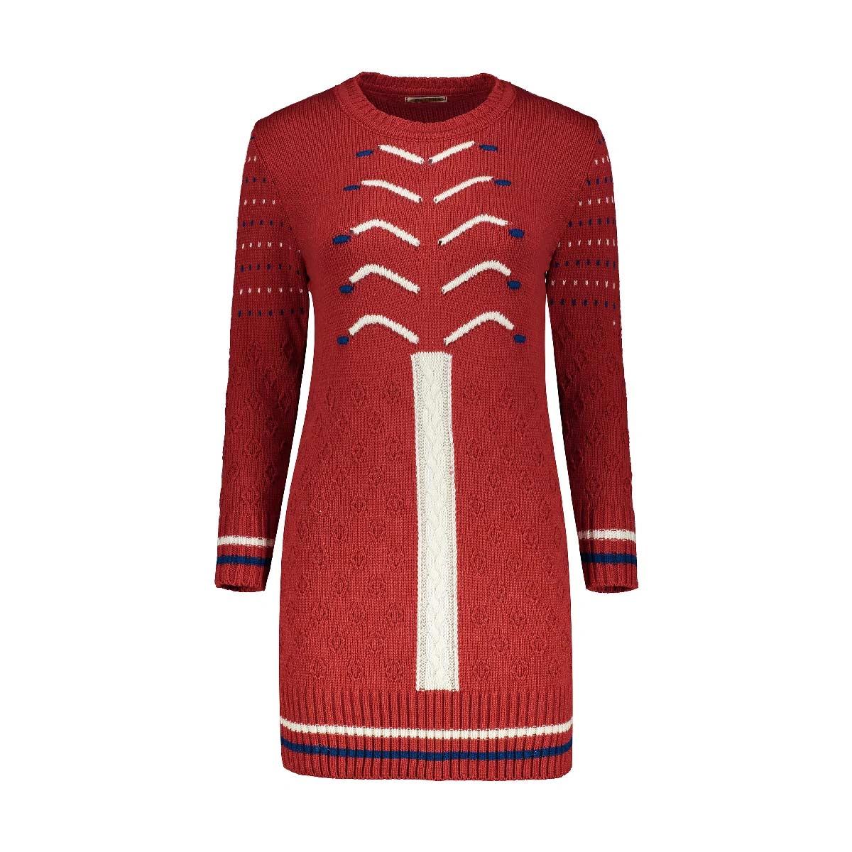 بافت زنانه رنگ قرمز تولید پاتن جامه می باشد. فری سایز تمام کشی