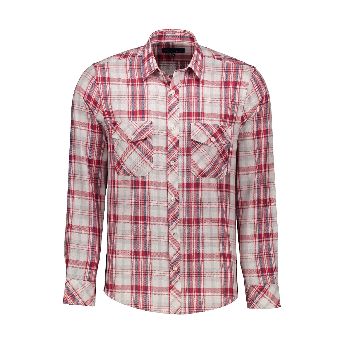 پیراهن آستین بلند چهار خانه مردانه قرمز. مدل رگولار(معمولی) خرید از فروشگاه پاتن جامه.  