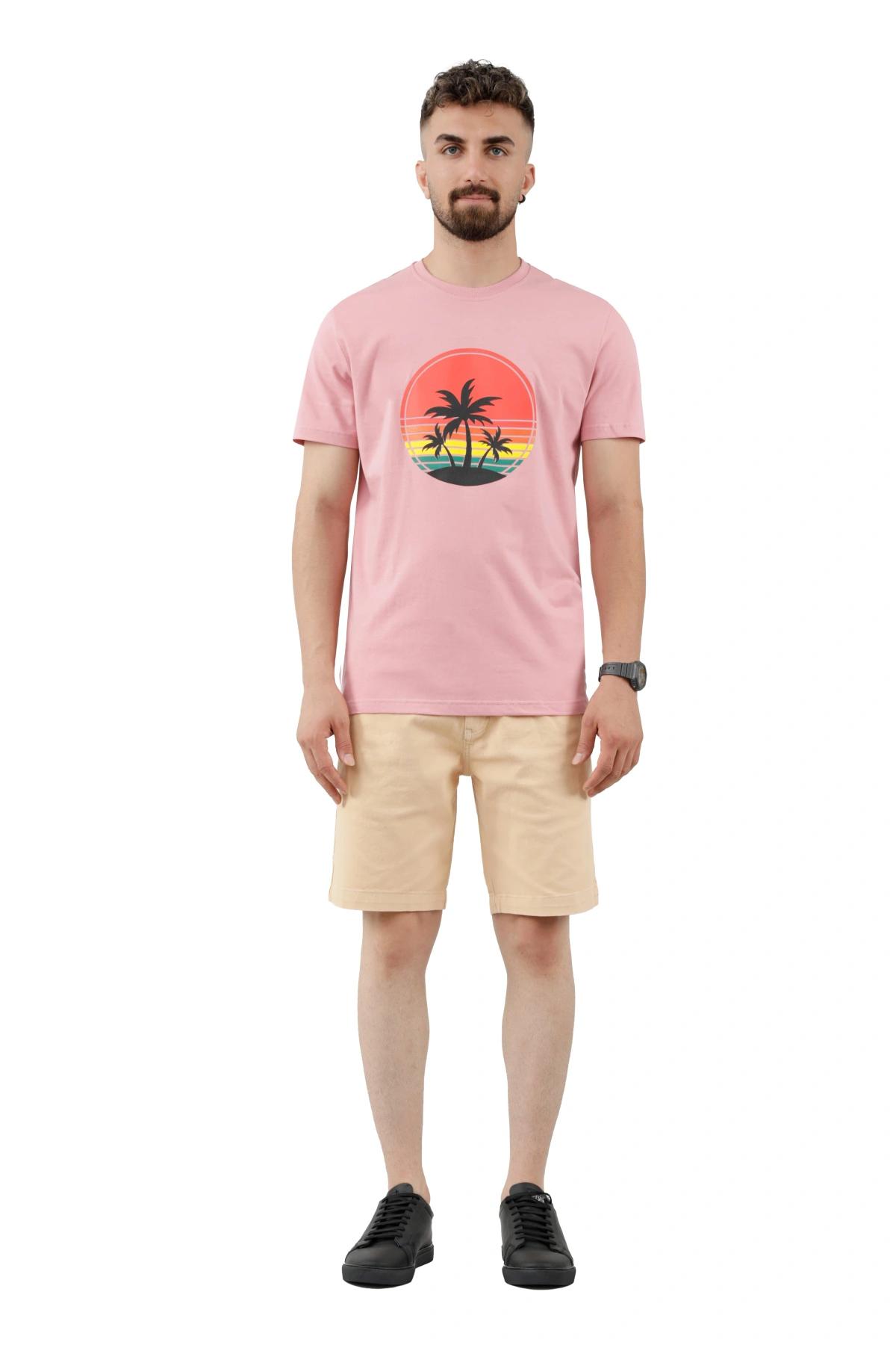 تیشرت آستین کوتاه صورتی طرح خورشید پاتن جامه. خرید از فروشگاه آنلاین پاتن جامه. 