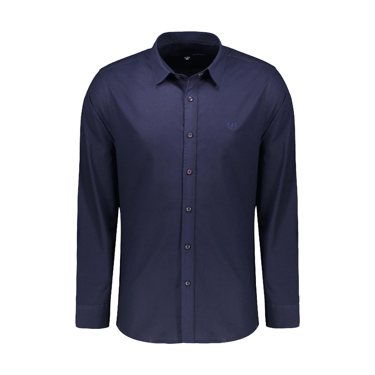 پیراهن آستین بلند رنگ سرمه ای مدل regular از برند پاتن جامه. 